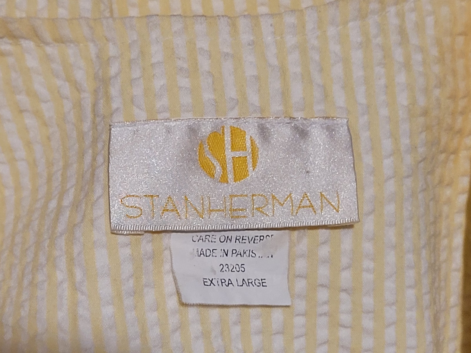 Vintage StanHerman Zipper Robe Duster Size XL Floral Embroidered Col SoftYellow