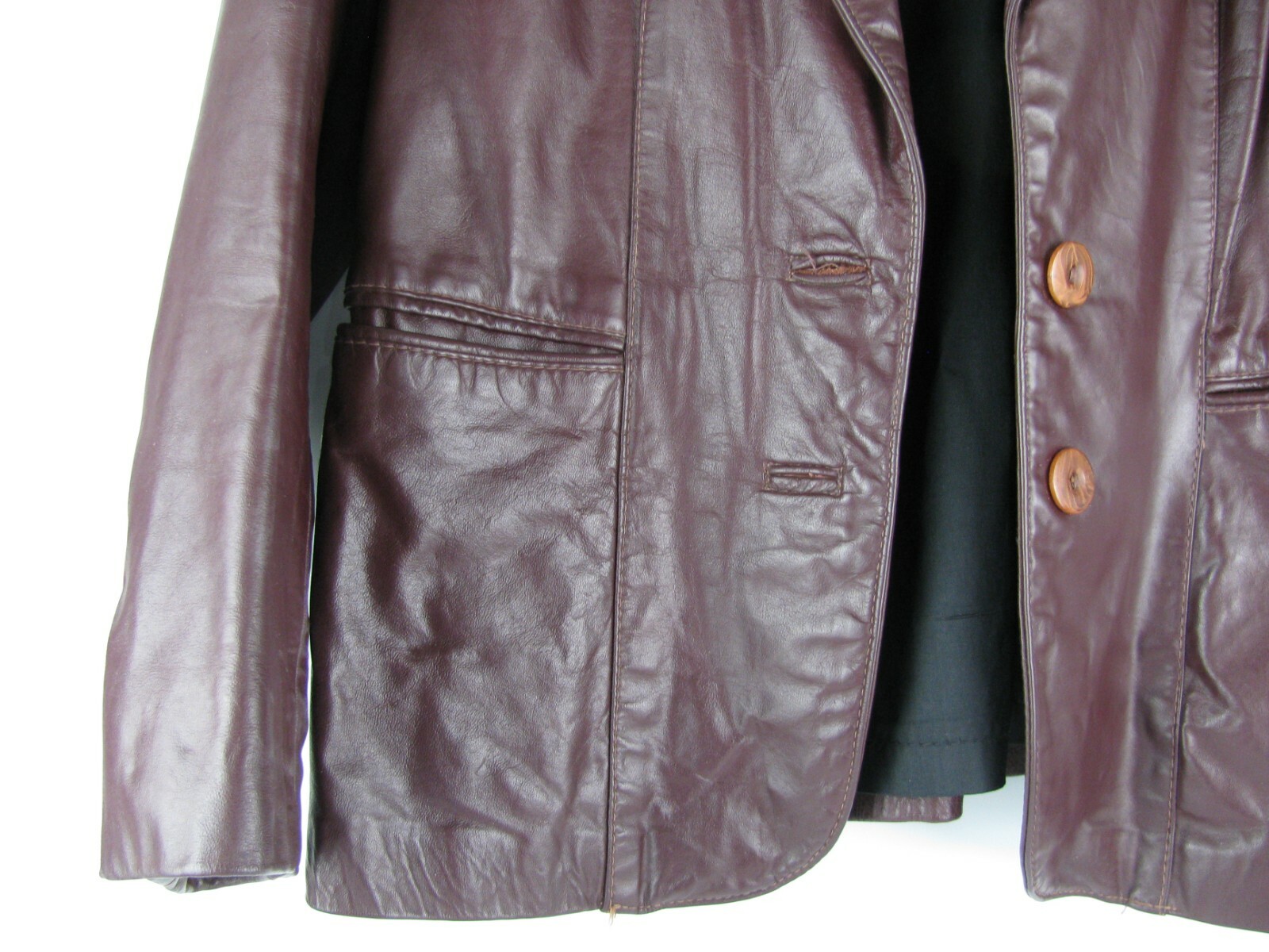1980s Jacket Burgandy Blazer GENERAL LEATHER of NEW YORK Boutique Size S / M
