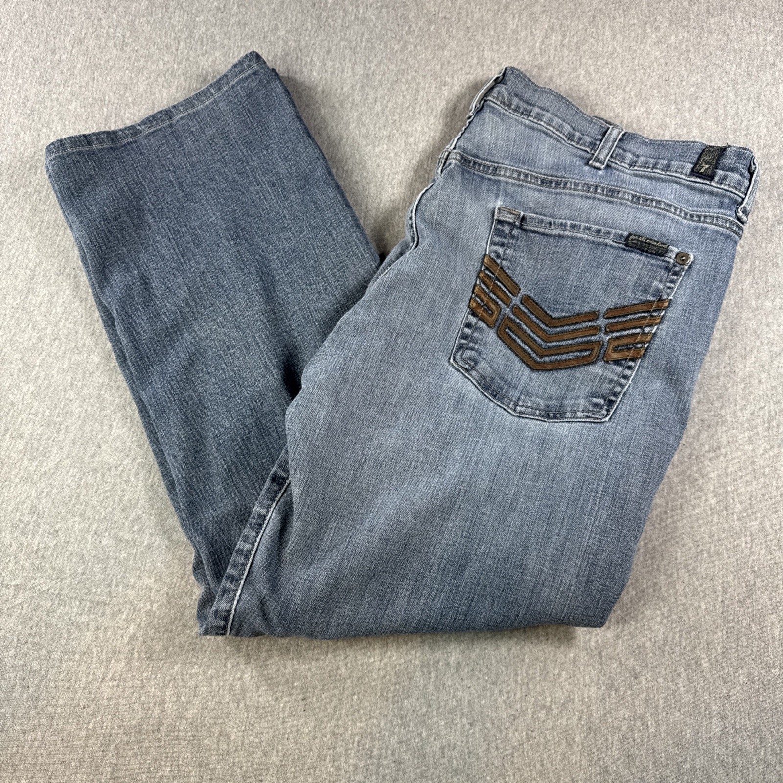 7 For All Mankind jeans Y2K women Embroidered Pocket Button Fly Standard Size 38