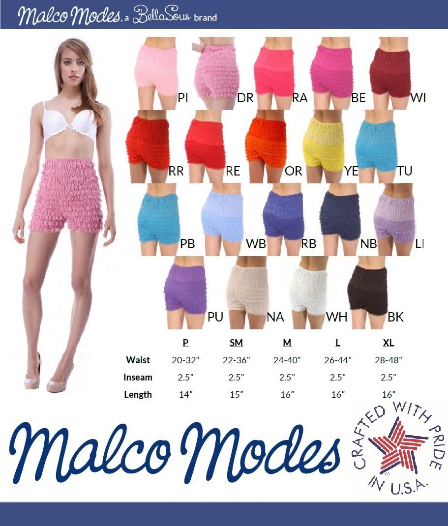 Malco Modes Knee-Length Ruffle Bloomers for Women