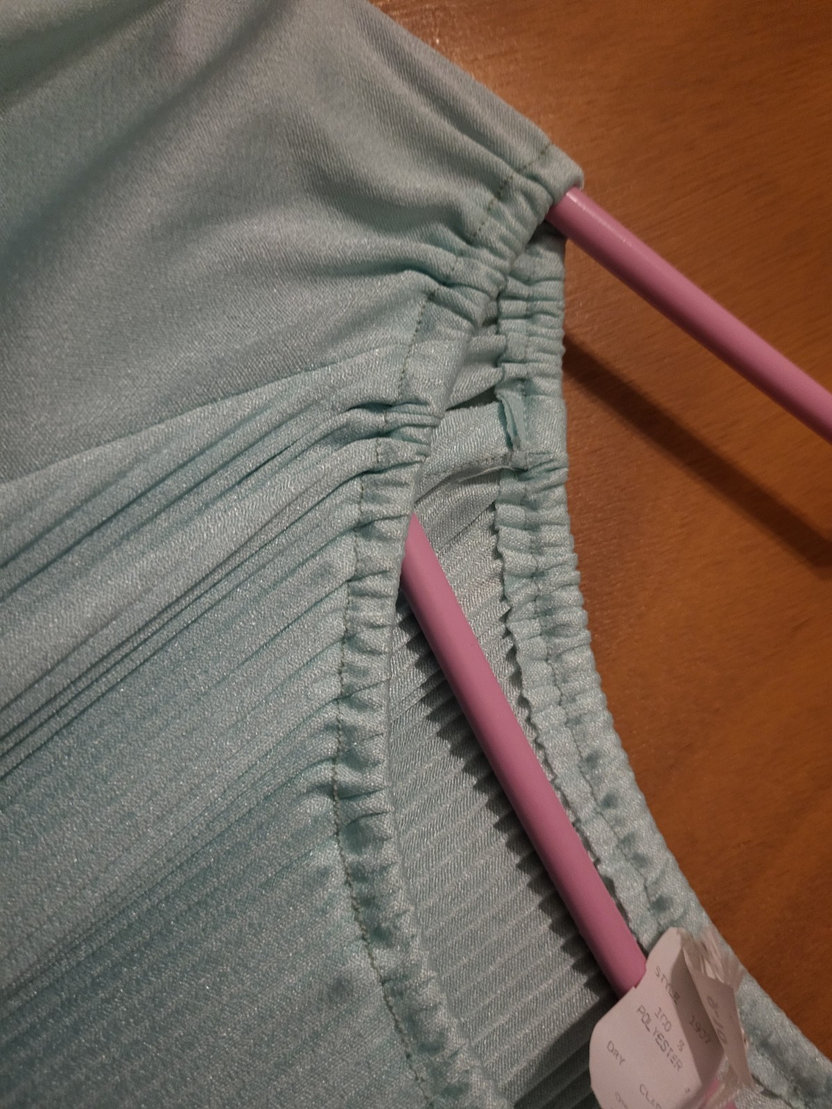 Cute Vintage Pleated Top Women&rsquo;s Sz 9/10. Long Sleeve. Light BlueGreen 60s-70s