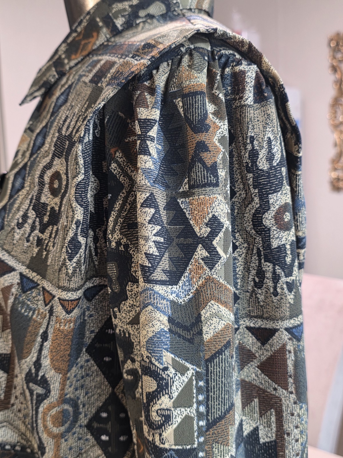 90s VTG Florentine Grandmacore Button Up Aztec Tribal