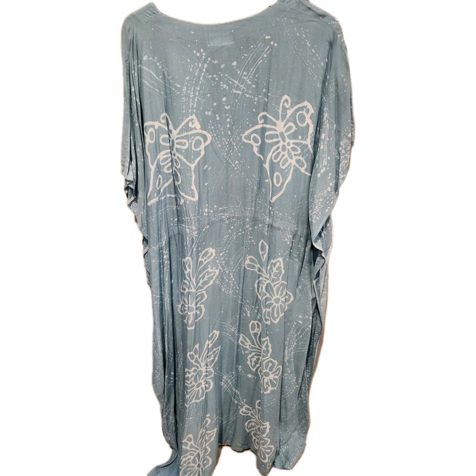 Vintage Neelam Caftan Kaftan Mumu Dress Lounge Butterflies Powder Blue NWT 1 Sz