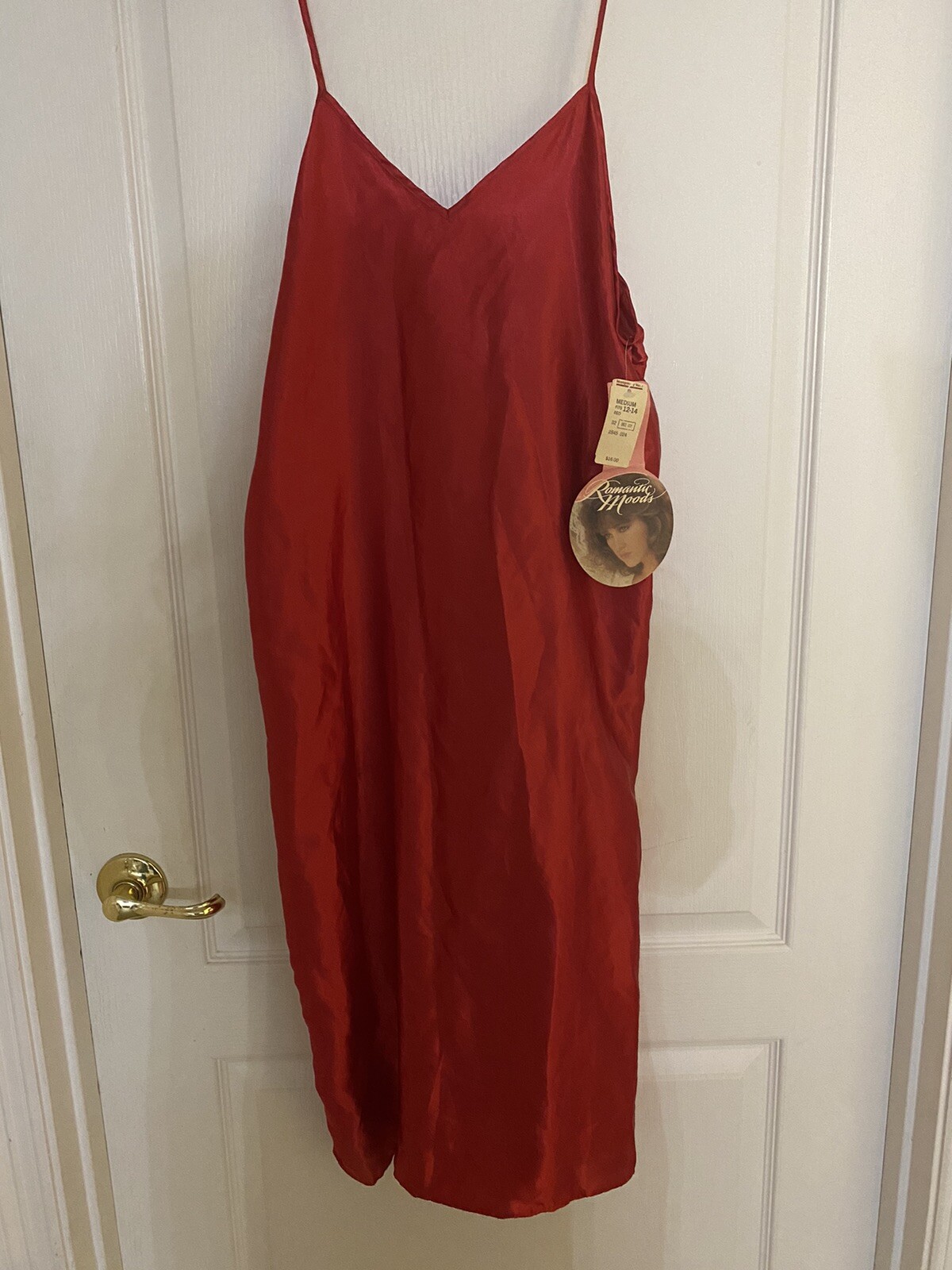 Vintage Montgomery Ward Red Slip Lingerie Nightgown Size medium 12-14, NOS