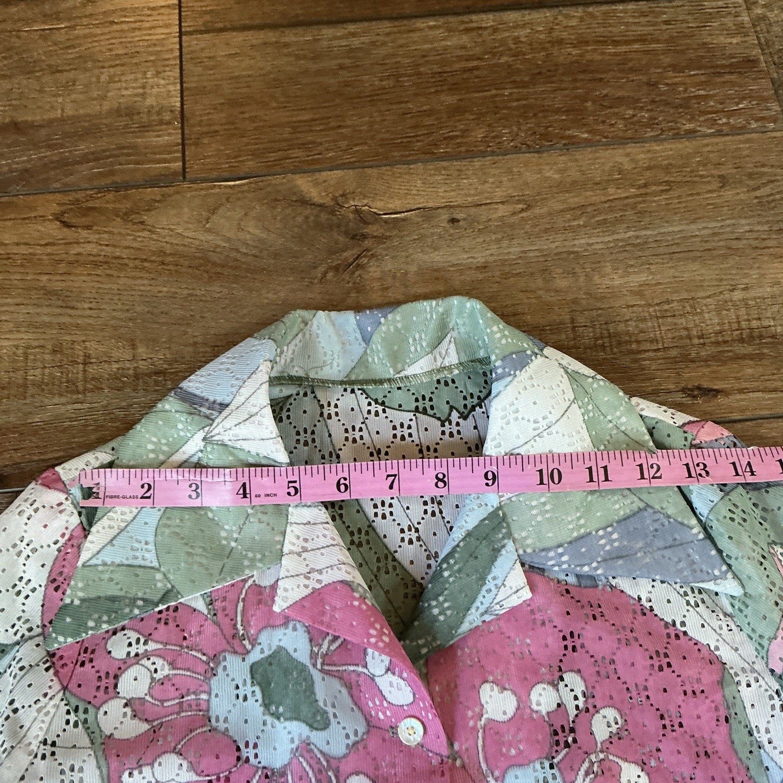 VINTAGE Separate Thoughts by Nardis Eyelet Floral Blouse Sz S/M Pink Green #41E6