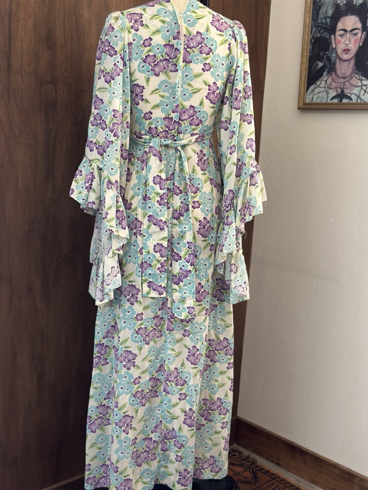 Vintage 70’s Floral Boho Maxi Butterfly Sleeve Maxi Dress XS/S Boho Hippie