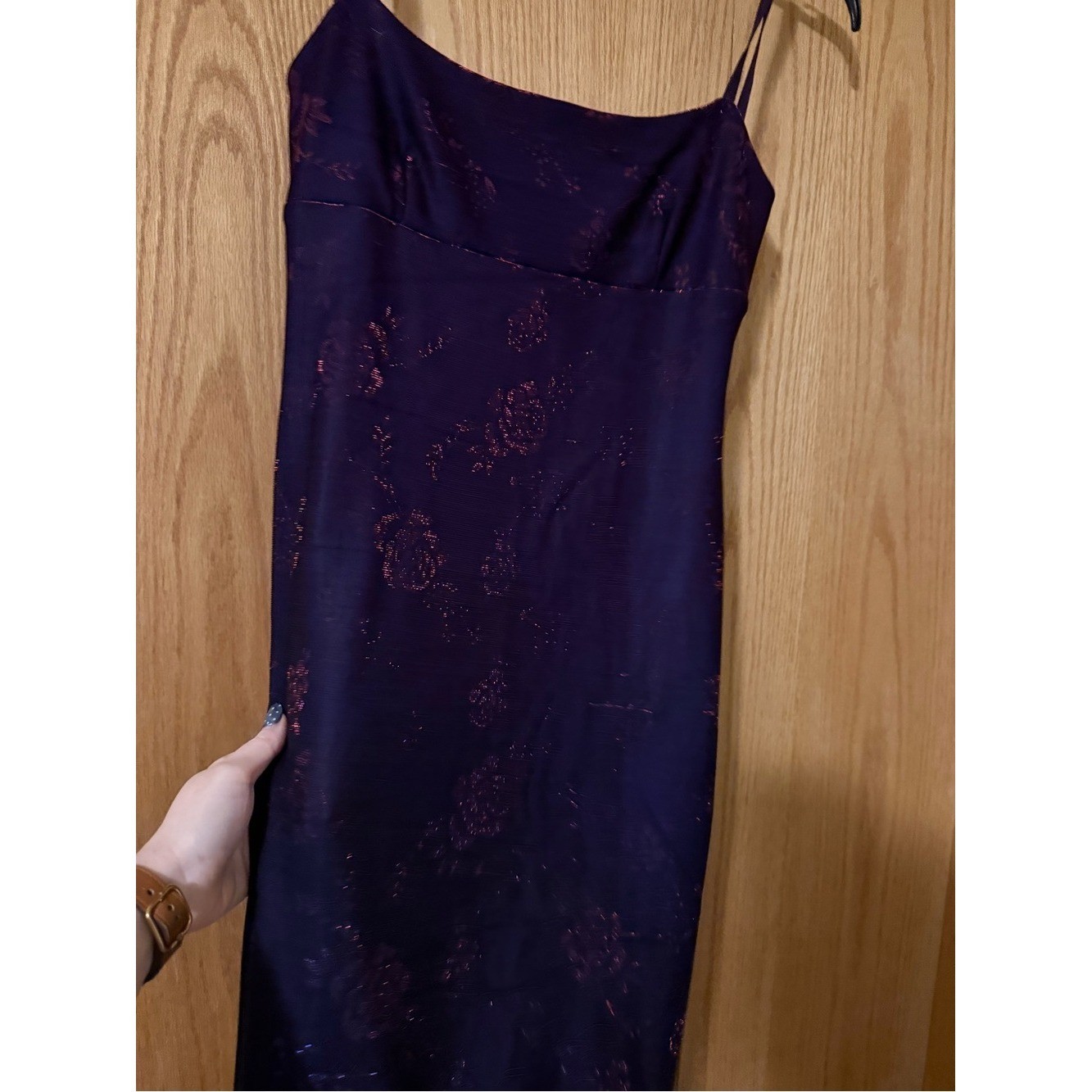 Vintage Color Shift Y2K Steppin Out Red/Purple Slip Dress with Spaghetti Straps