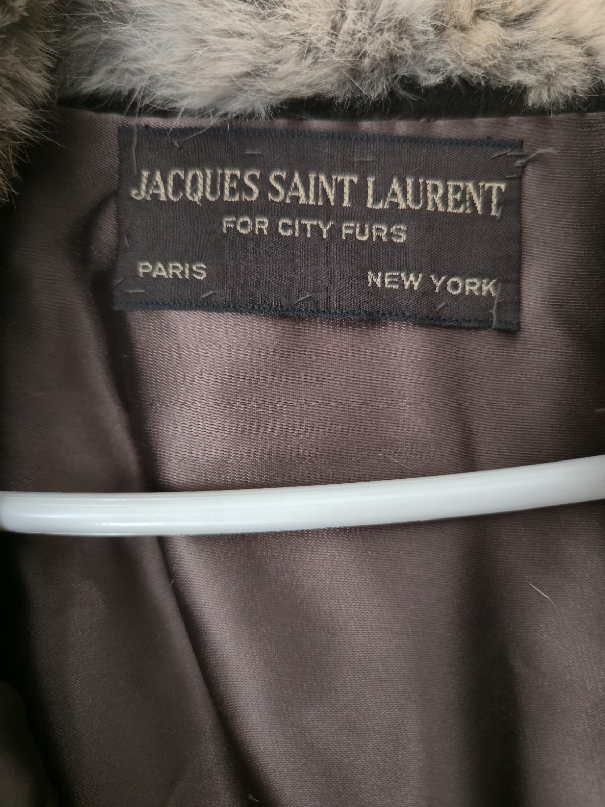 Jacques Saint Laurent Brown Beige Fur Coat Women&rsquo;s Regular Paris New York Style