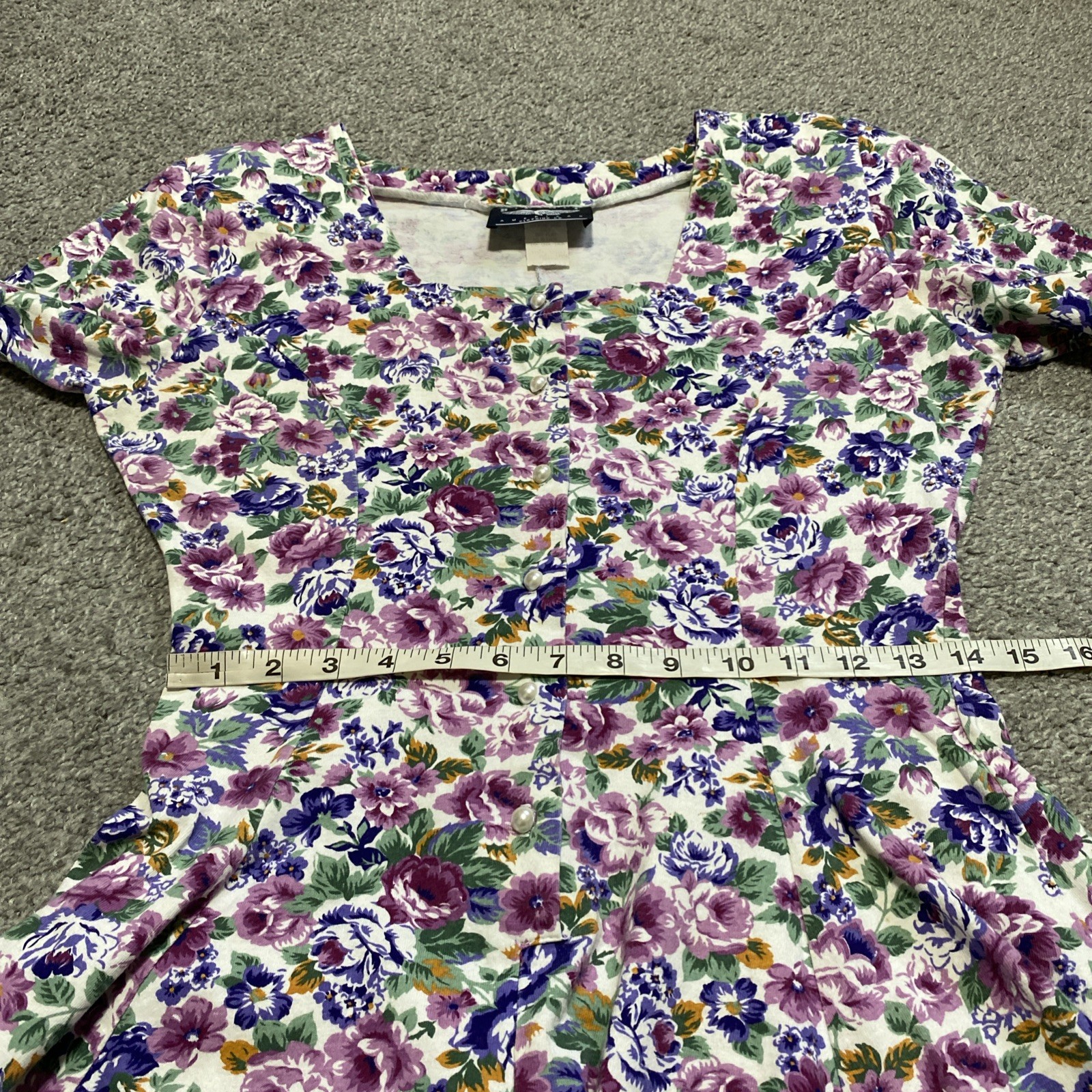 Vtg 80s Spring Floral Button Up Romper M Cotton Best American Clothing *Read*
