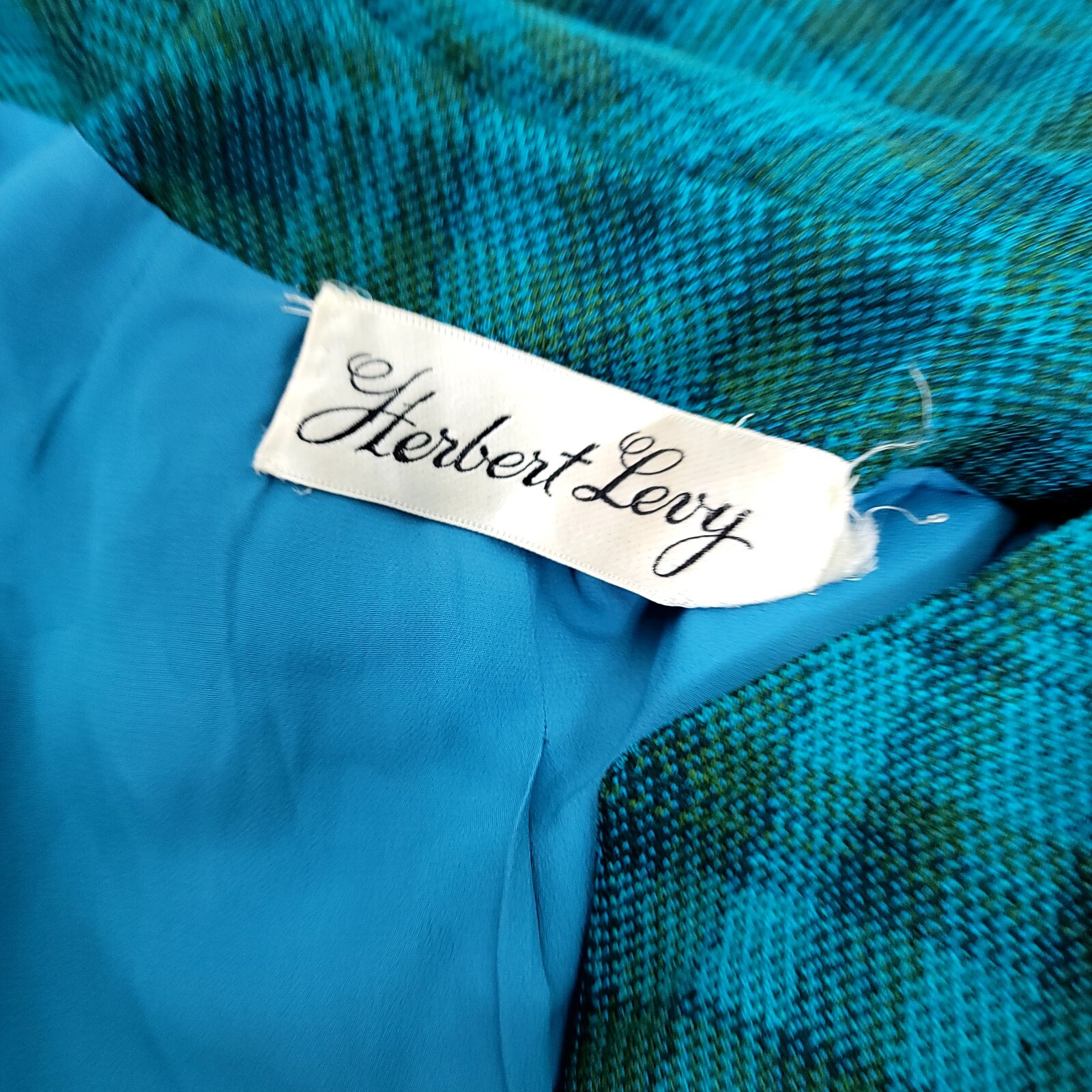Vintage 50s Herbert Levy Tie Scarf Collar Bright Plaid Tweed Blazer Capelet