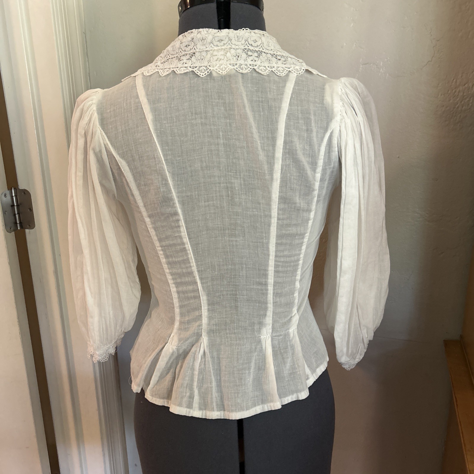 Antique/ Vintage Prairie Edwardian Victorian white blouse S 100% Cotton