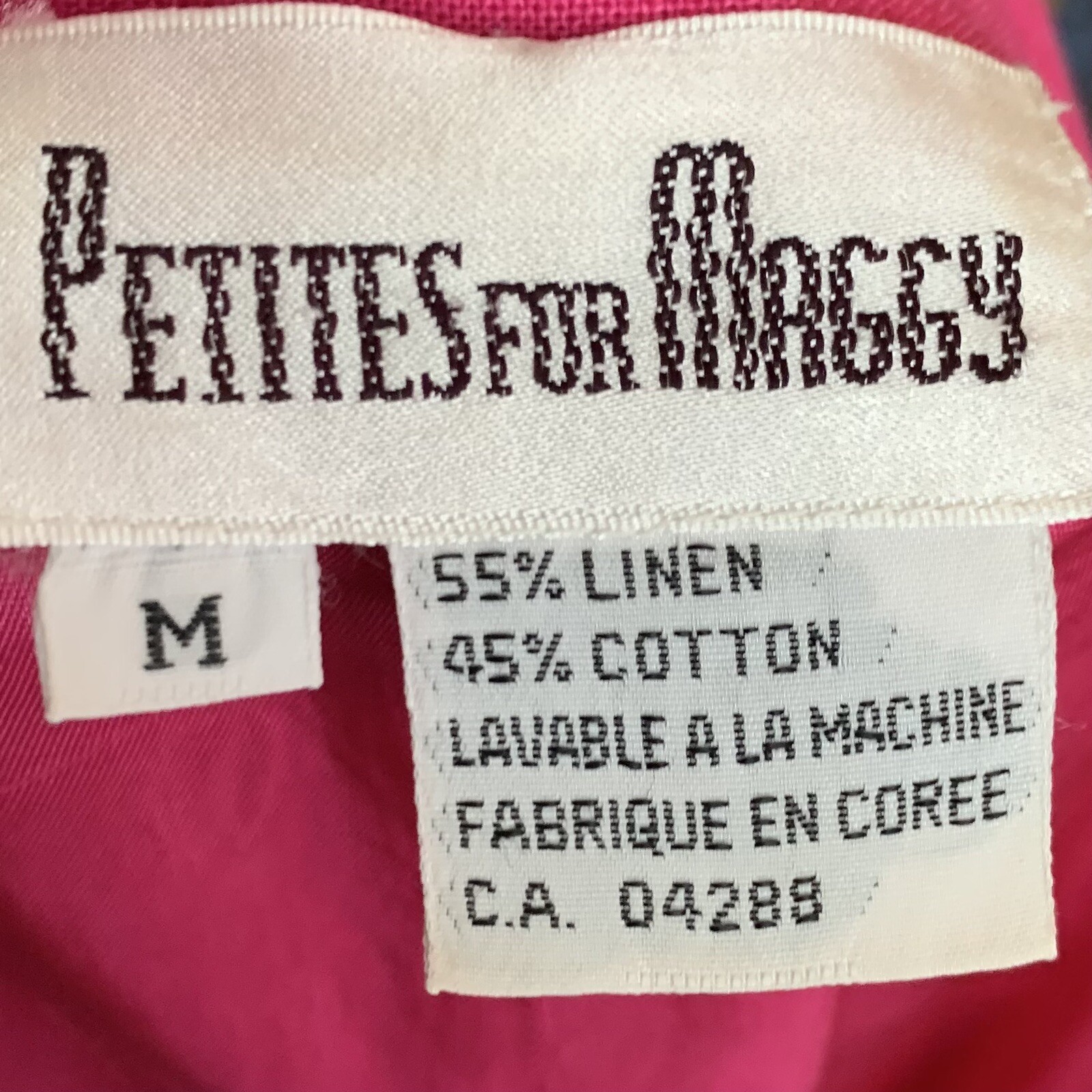 Vintage Blazer Jacket Petites For Maggy Size MP Linen Blend Pink