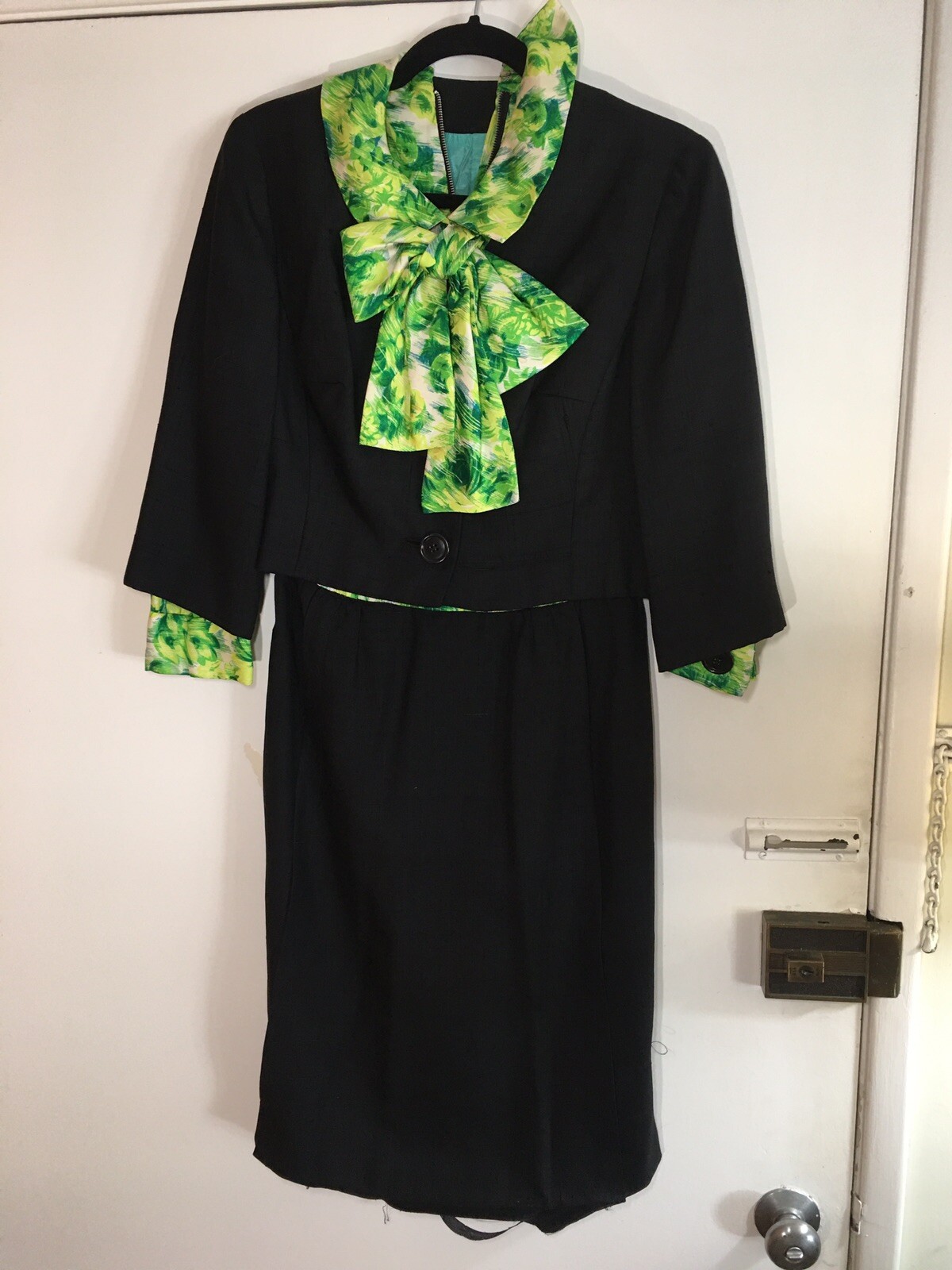 Vintage Dress w/ blazer Floral Mod Mad Men Secretary 60s Singapore Custom Skirt
