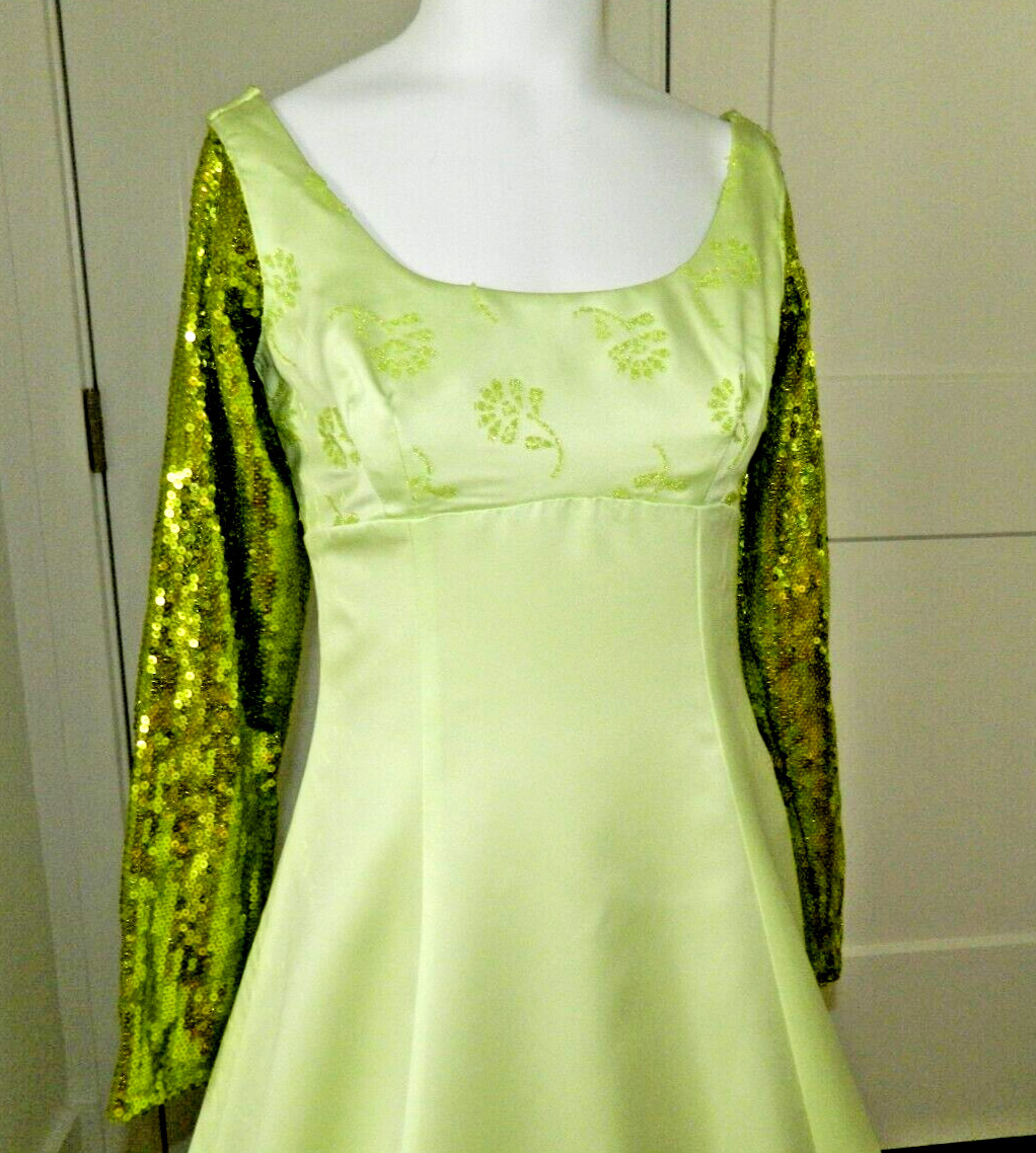 Vtg. Zum Zum Lime Green Sequin Special Occasion Prom Dress sz 5/6