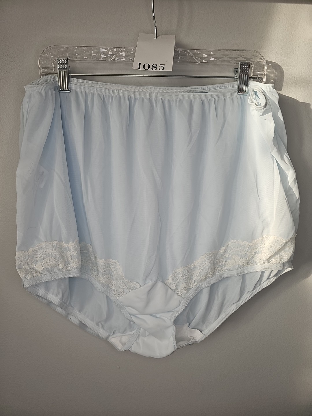 Vintage Dixie Belle 100% Nylon Light Blue Panties Lace Detail Size 12
