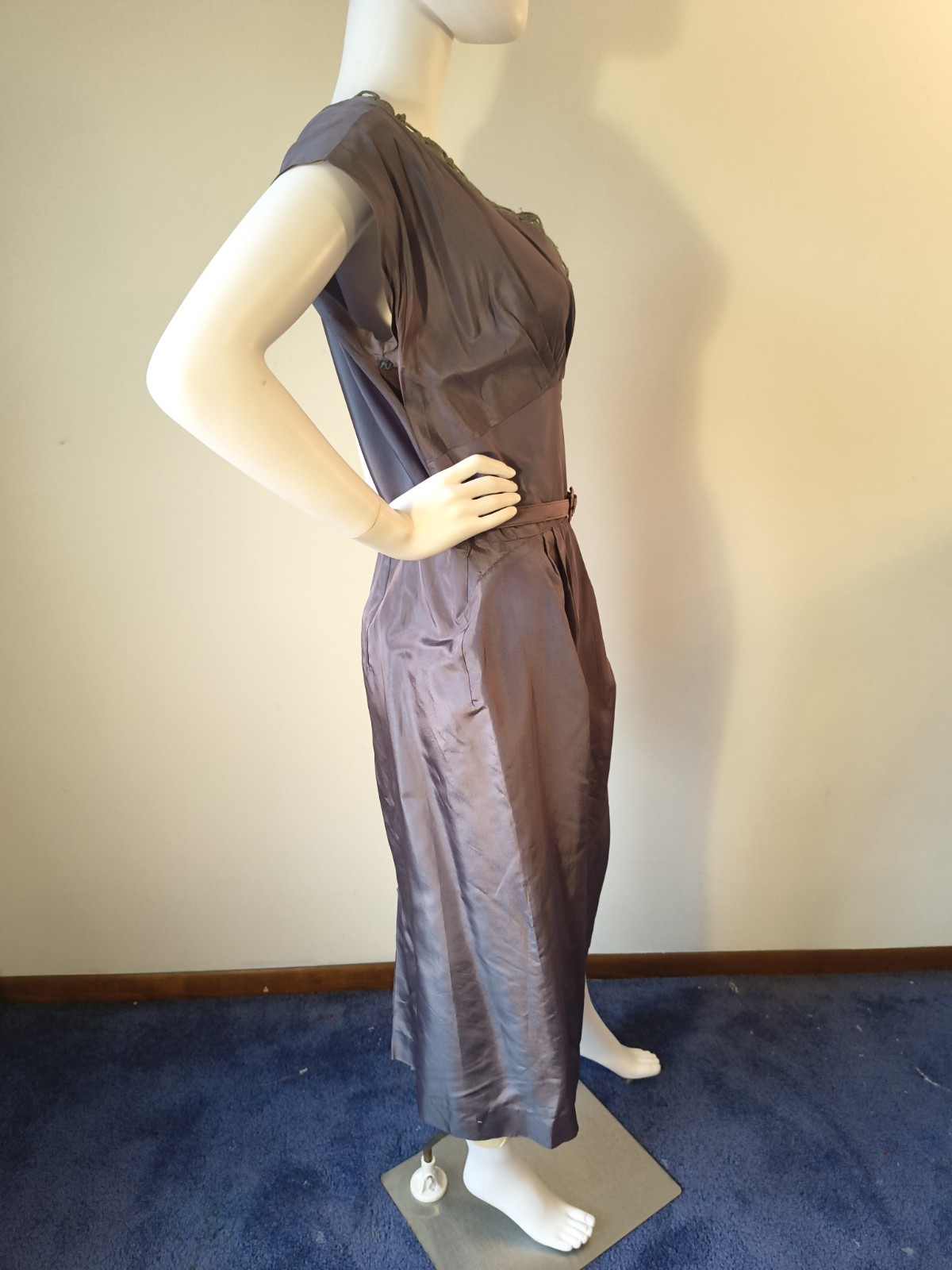 Vintage 50&rsquo;s Parness Feinstein 2pc Purple Sharkskin Taffeta Cocktail Dress