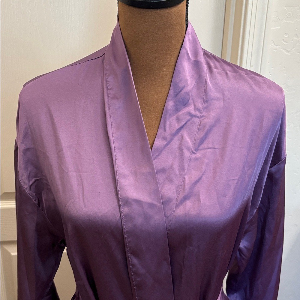 Victoria&rsquo;s Secret Vintage Purple Silky Short Robe Belted Pink Label 2001 Size OS