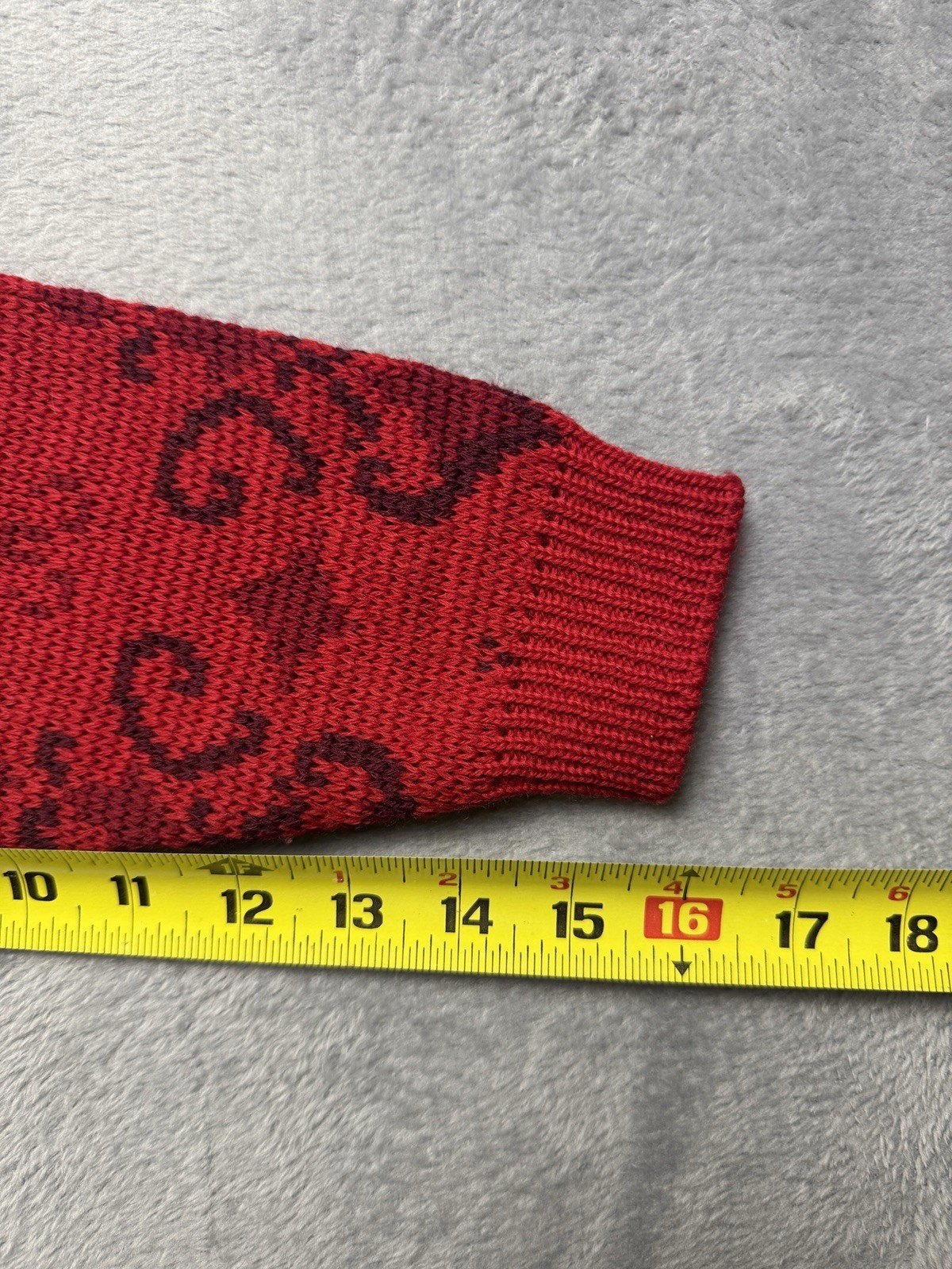 Vintage 100% Wool Sweater Long Sleeve Damask Pattern Austria Small Red