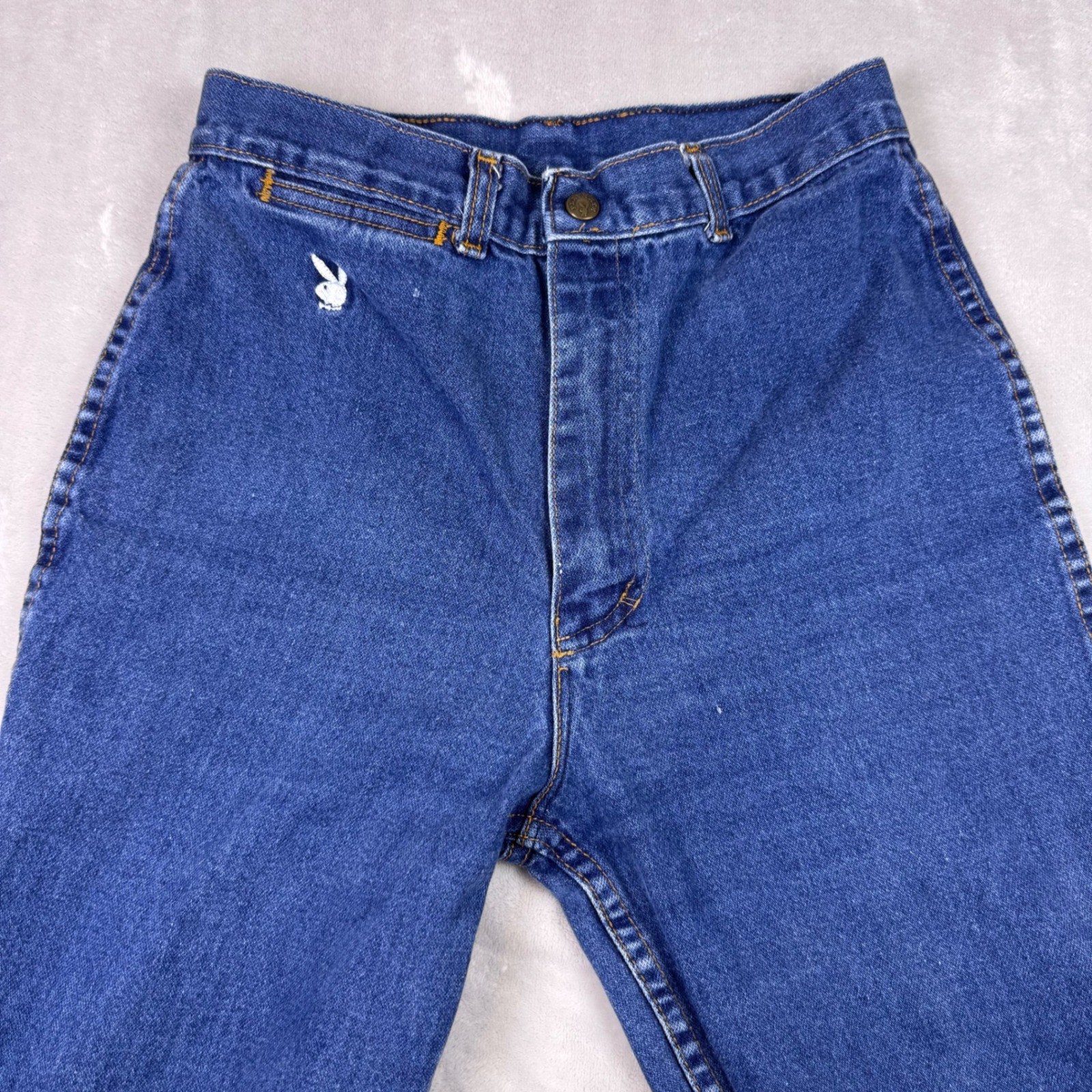 Vintage Playmate Playboy High Waisted Mom Jeans Medium Wash Blue Bunny Logo 26