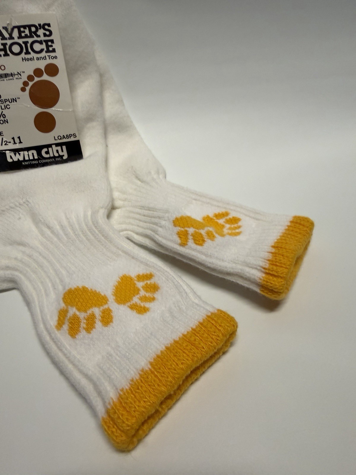 VTG Socks Cheerleading NOS Acrylic Nylon 8.5-11 White Yellow 90s USA TCK Bears.
