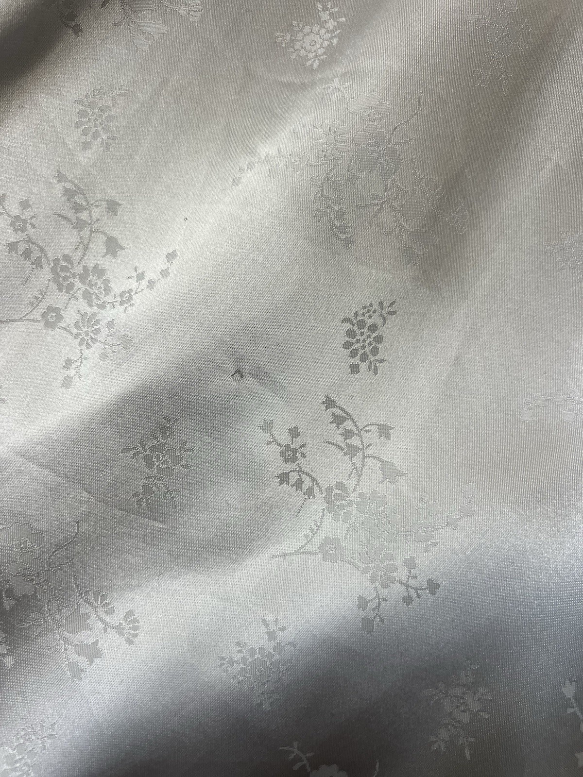 Vintage Christian Dior Robe Silver Floral Satin Lace 3/4 Sleeve Loungewear READ