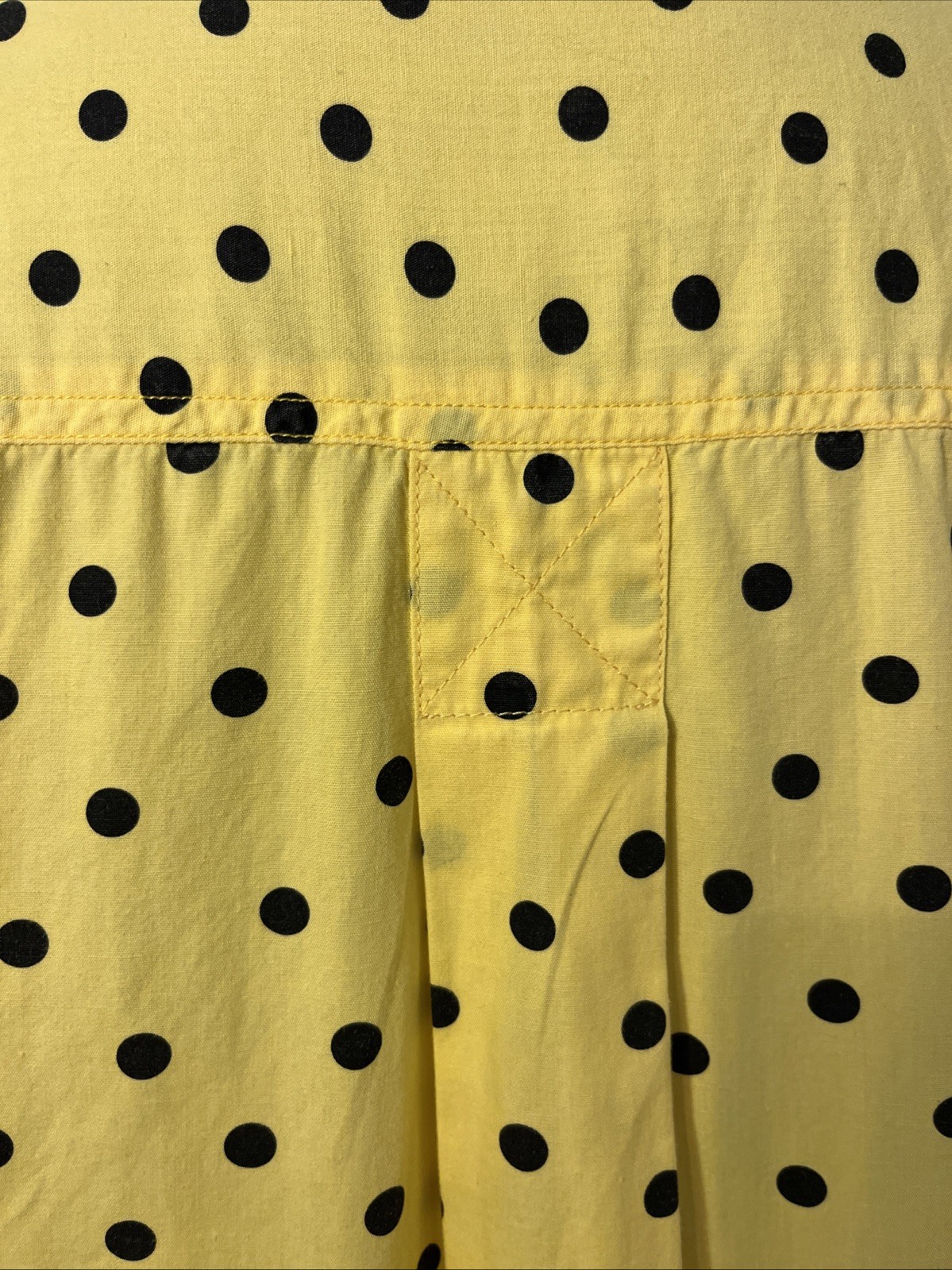 Instant Glamour Vtg 1980&rsquo;s Postmodern Cotton Yellow Shirt Black Polka Dot OS