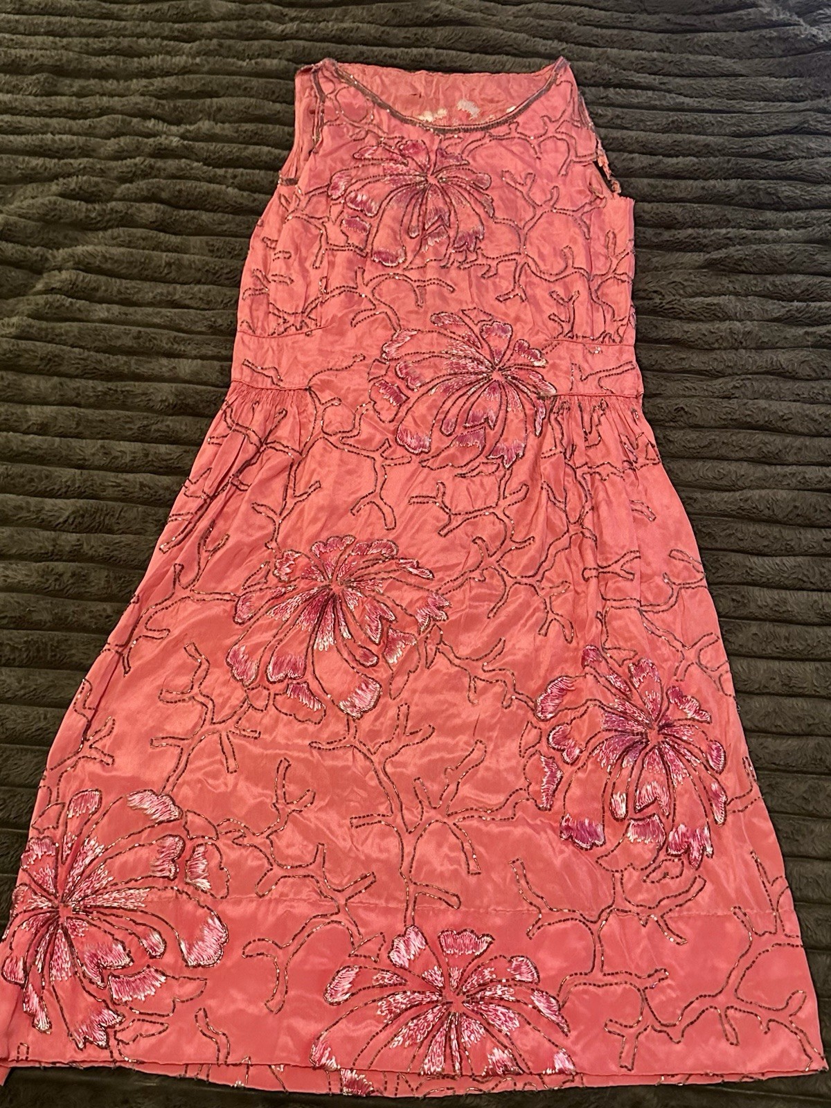 Vintage 1920s Rue De La Paix Paris France Beaded Flapper Dress As Is