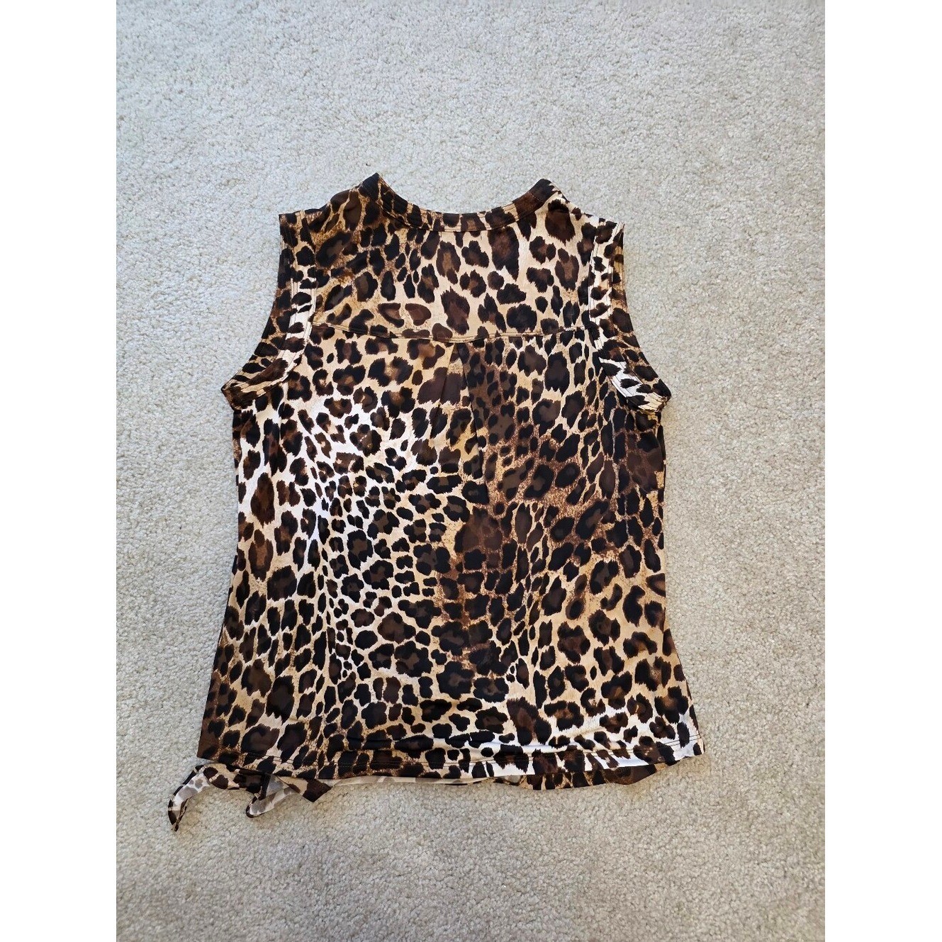Cache Leopard Print Tie-Front Sleeveless Tank in Brown and Black Size S