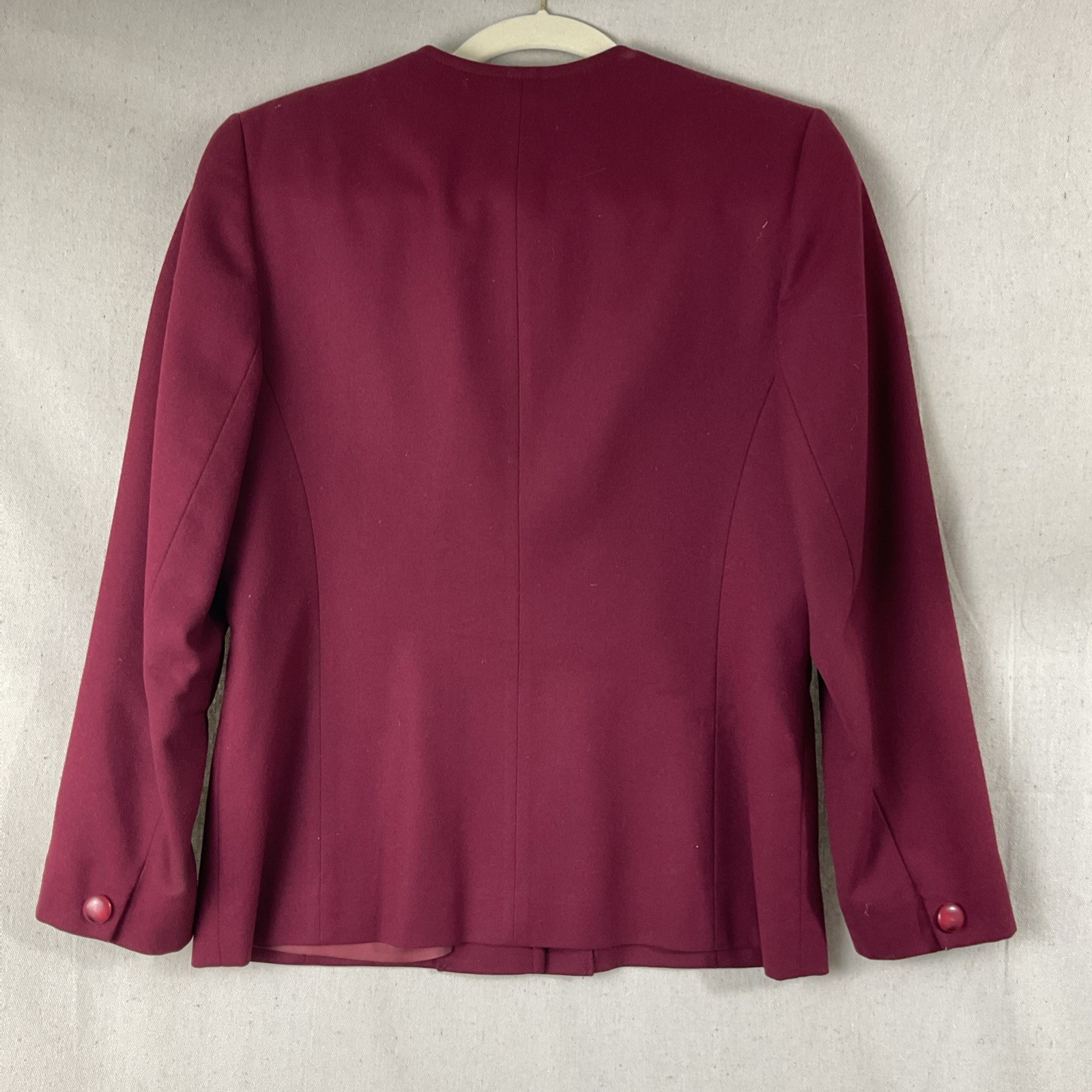 Pendleton Pure Virgin Wool Womens Petite Sz 10 Burgundy Blazer 2 Skirt Set VTG