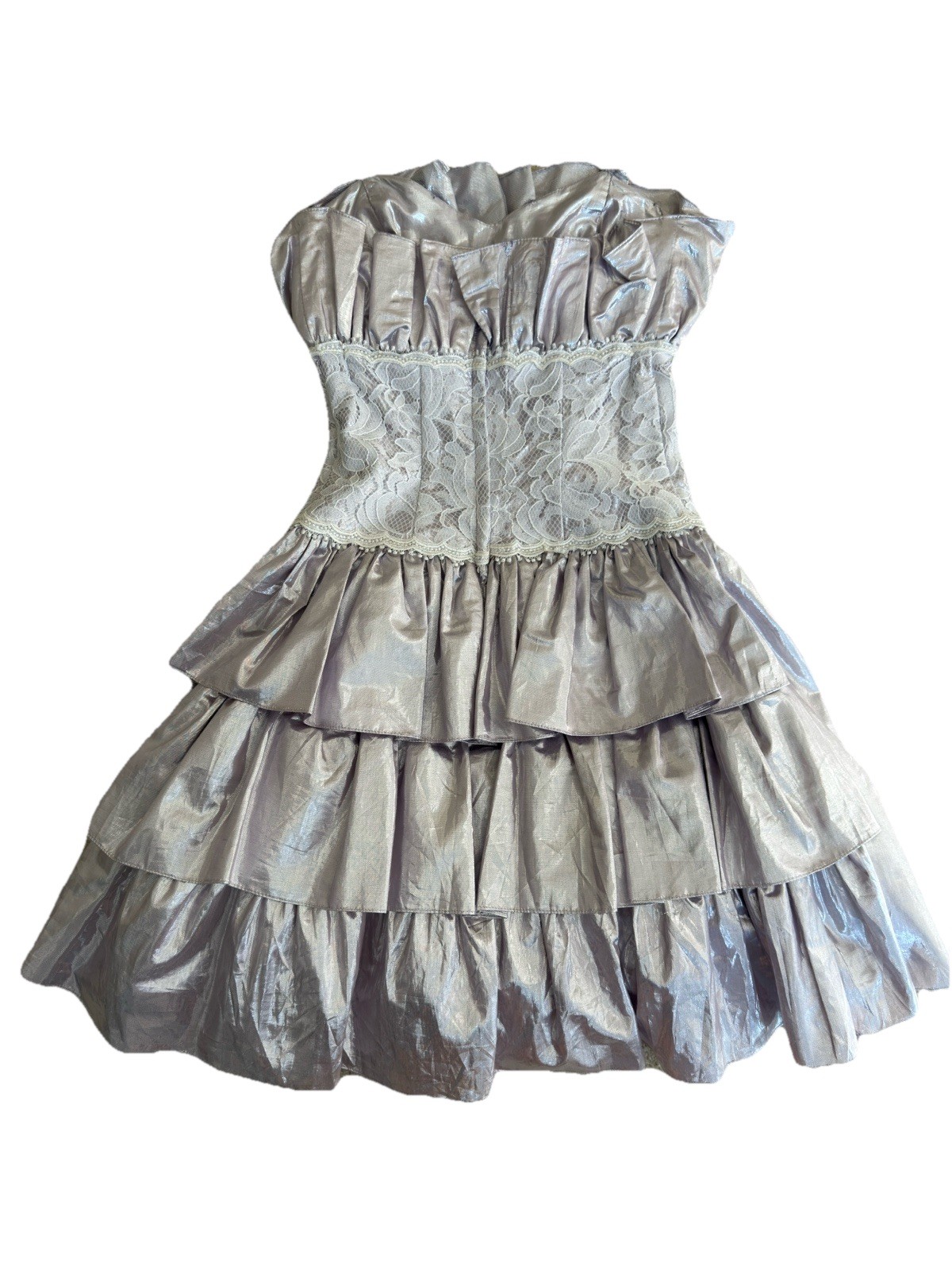 Vintage Scott McClintock Strapless Metallic Lace Dress | Size 8