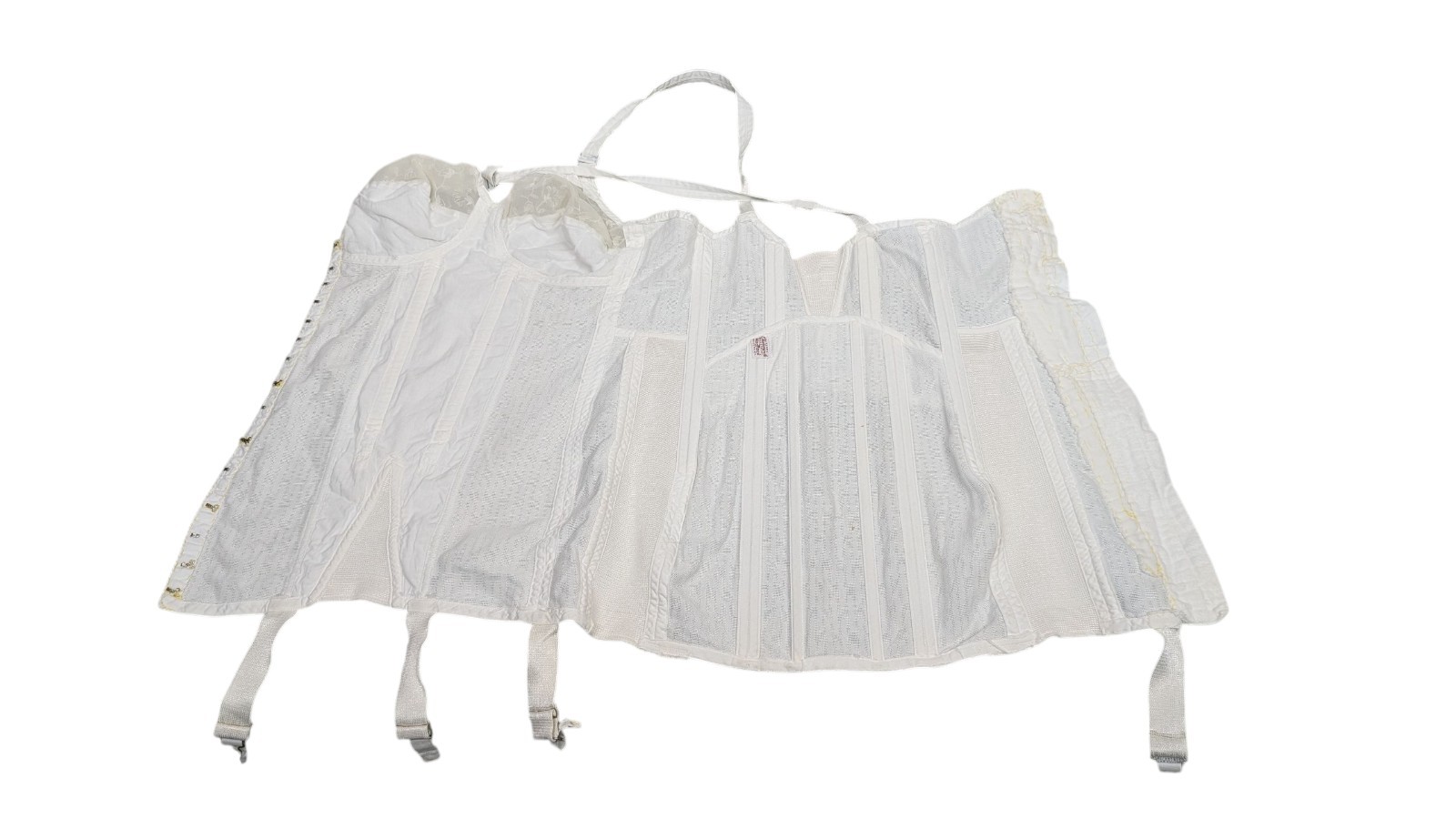 VTG 1950s USA Sears Charmode White Twin-Flex Boned Corset Girdle Altered Read O