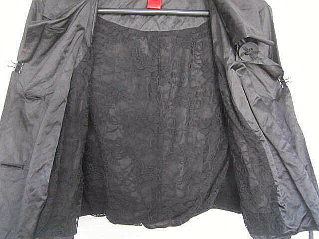 V Cristina Jacket Large Black 3/4 Sleeves Vintage Polyester & Cotton