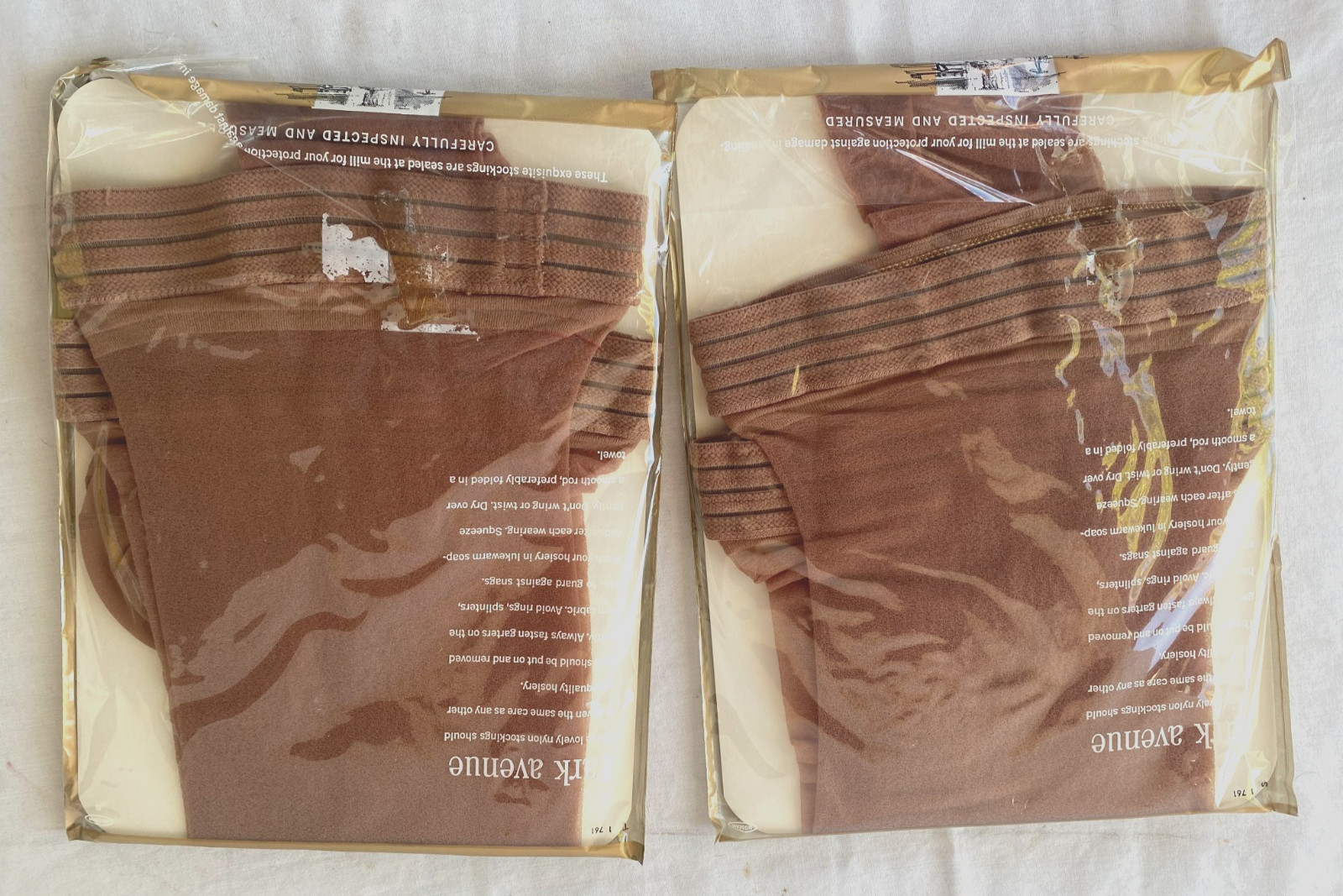 VTG 2PR..MEX BEIGE..THIGH HIGH..STAY UP..OUTSIZE.STOCKINGS (11-12)..NIP
