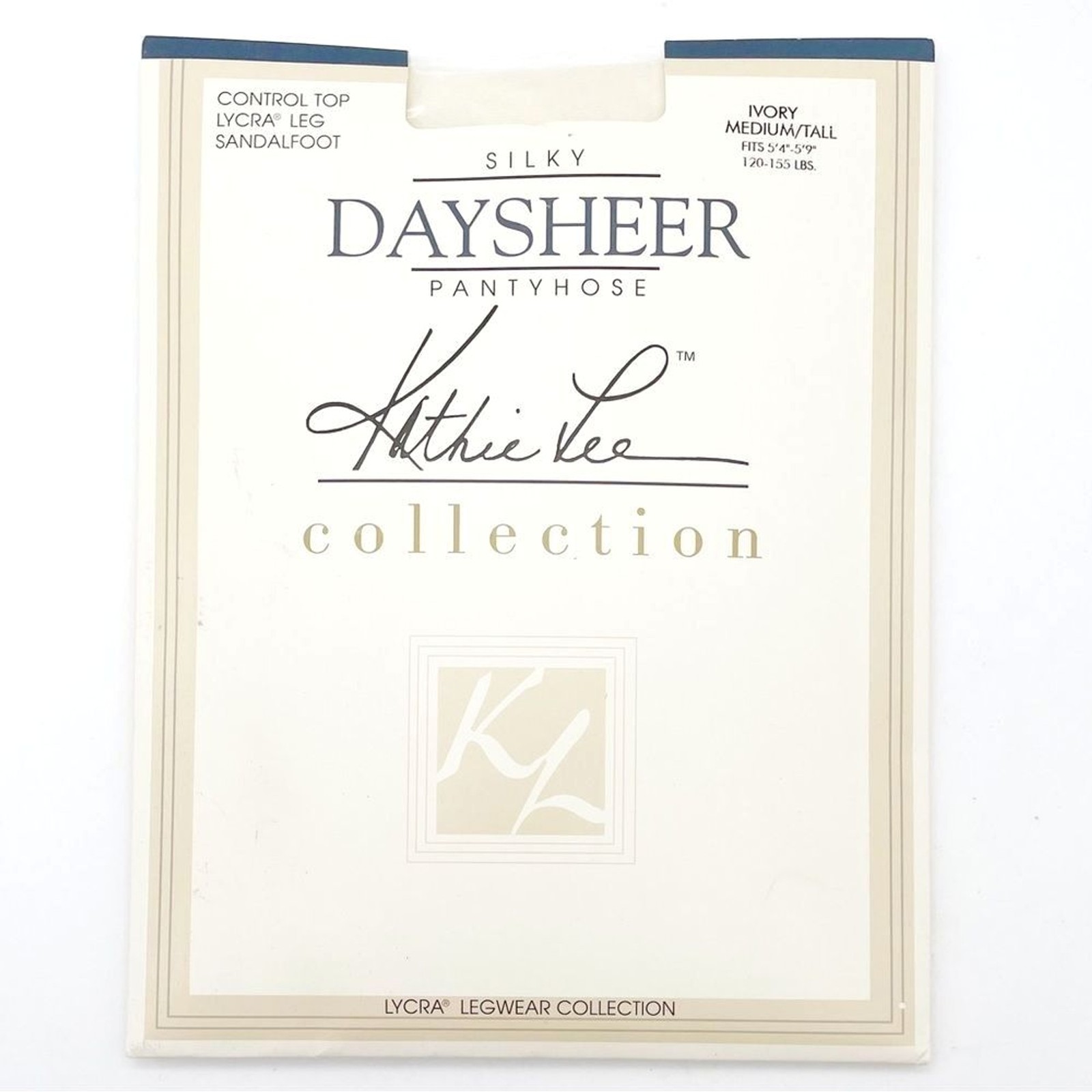 NWT Vintage Kathie Lee Daysheer Control Top Sandalfoot Hose Ivory Sz Medium Tall