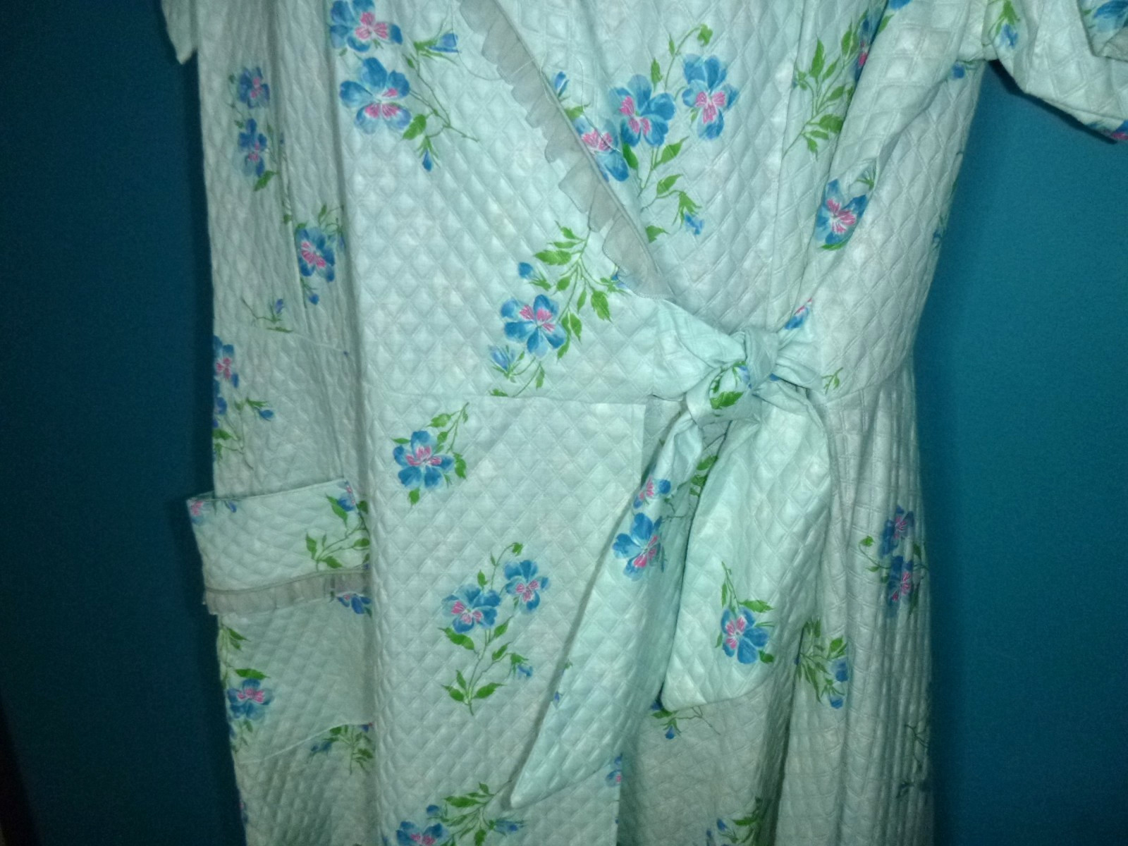 NWOT Vtg 50s 60s Charmode Sears Textured Cotton Wrap Robe Floral Sz 42 VOLUP