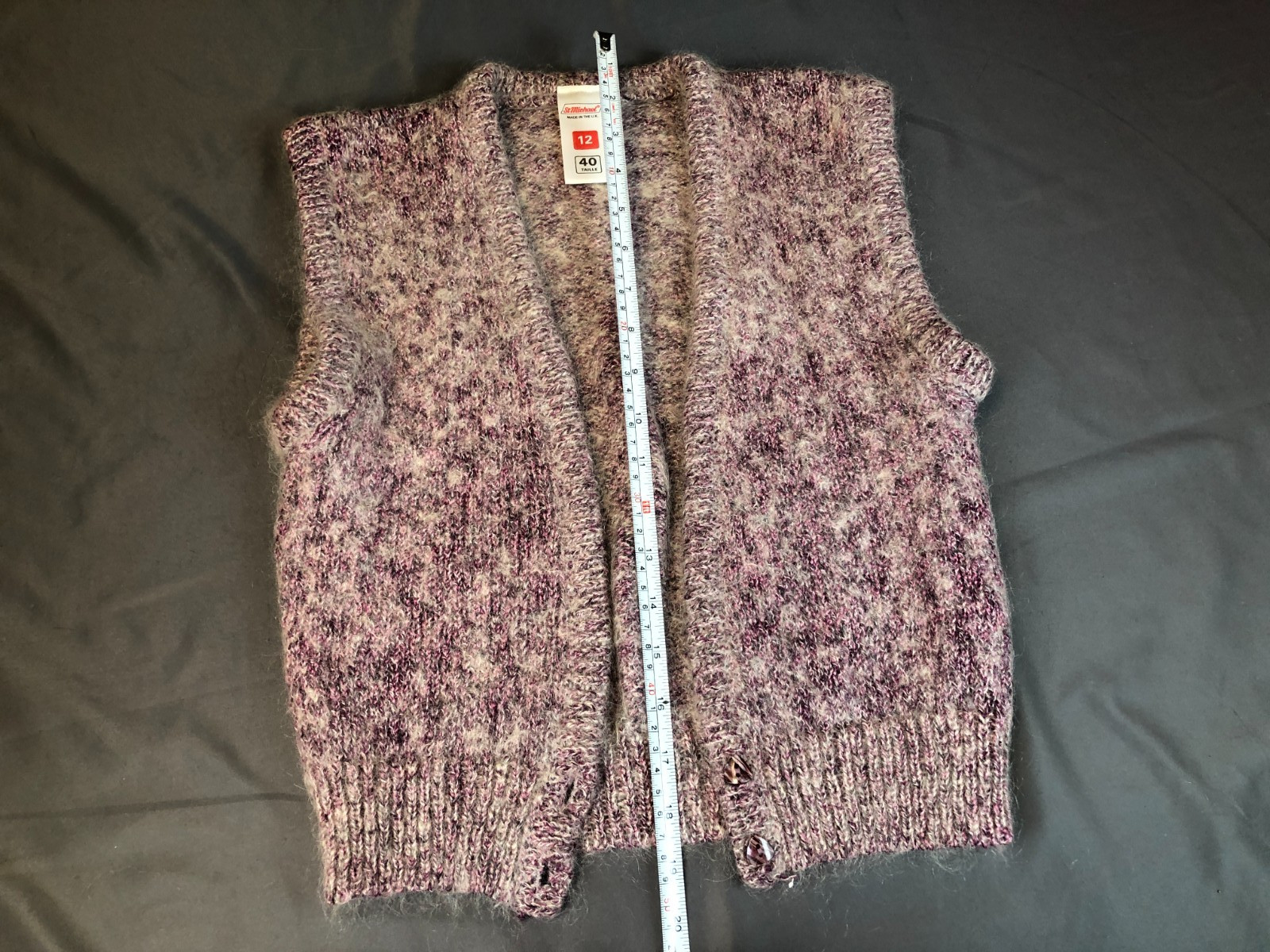 Vintage St Michael Size 12 / 40 Bust 34 Mohair Blend PURPLE KNIT VEST Bust 34in