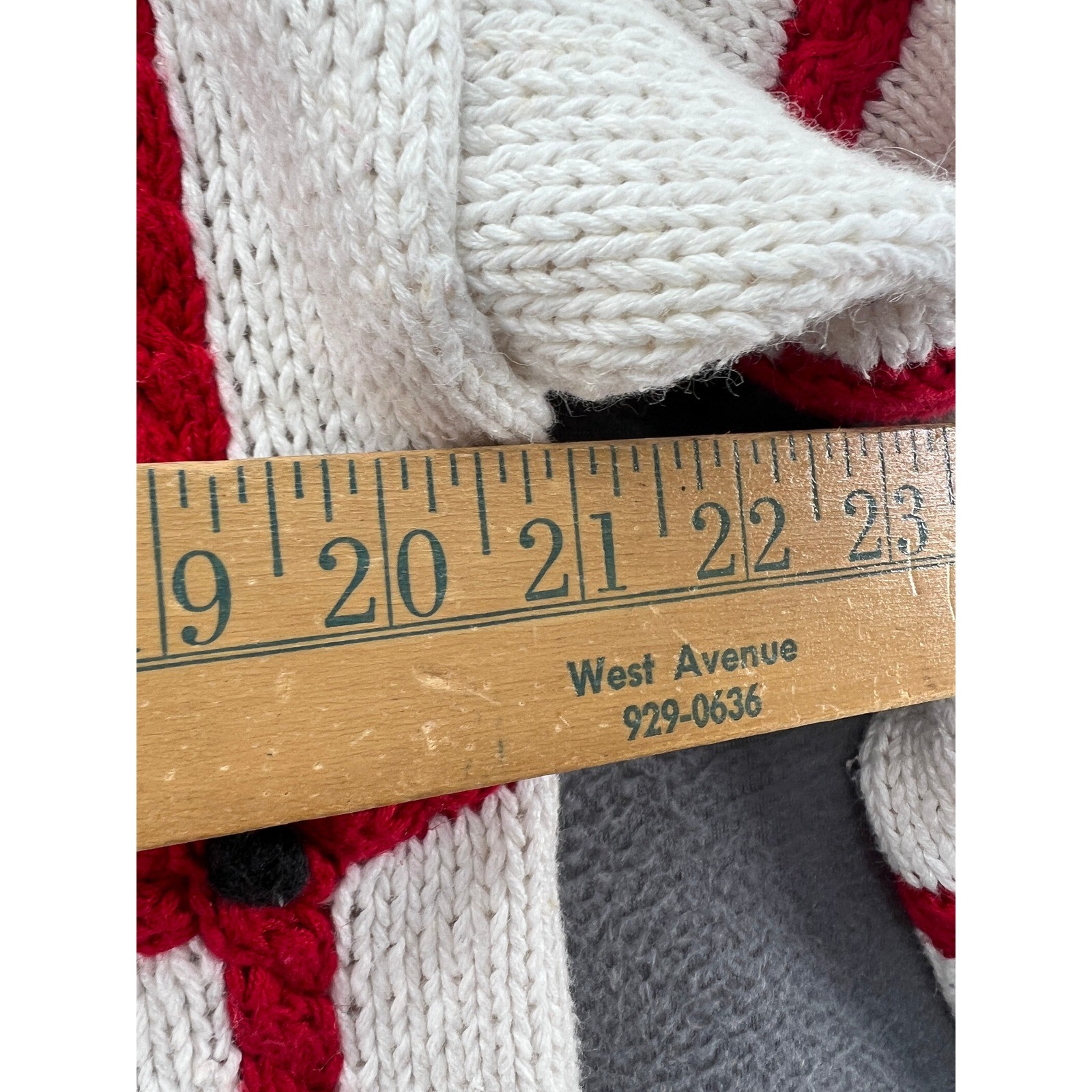 Vintage The Eagle&rsquo;s Eye Hand Knit Teacher School Cardigan Sweater Cream Red 1993