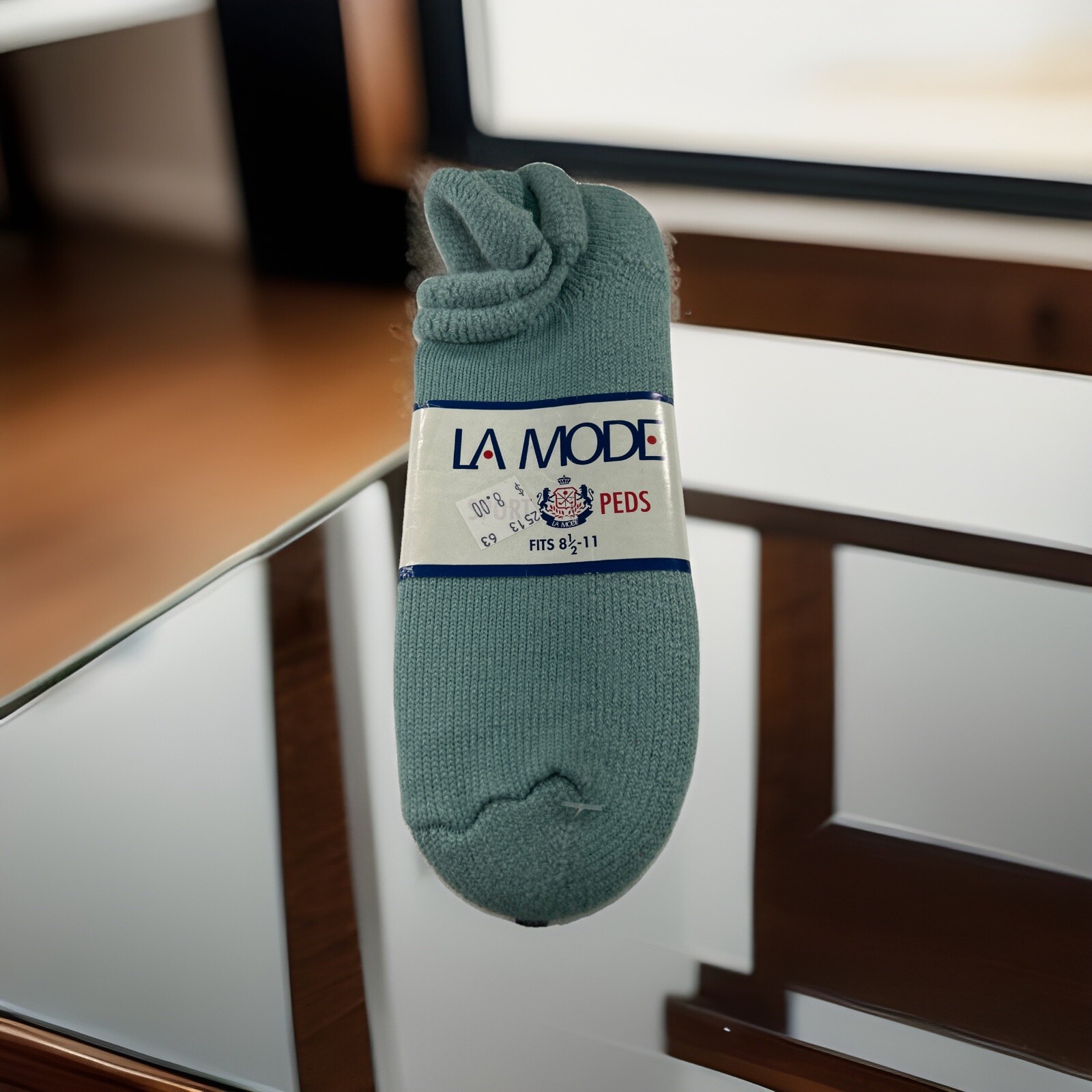 VTG Socks « LA Mode » Acrylic Blend Mint Sports Low Cut Ankle Size 8-11 80s 90s.
