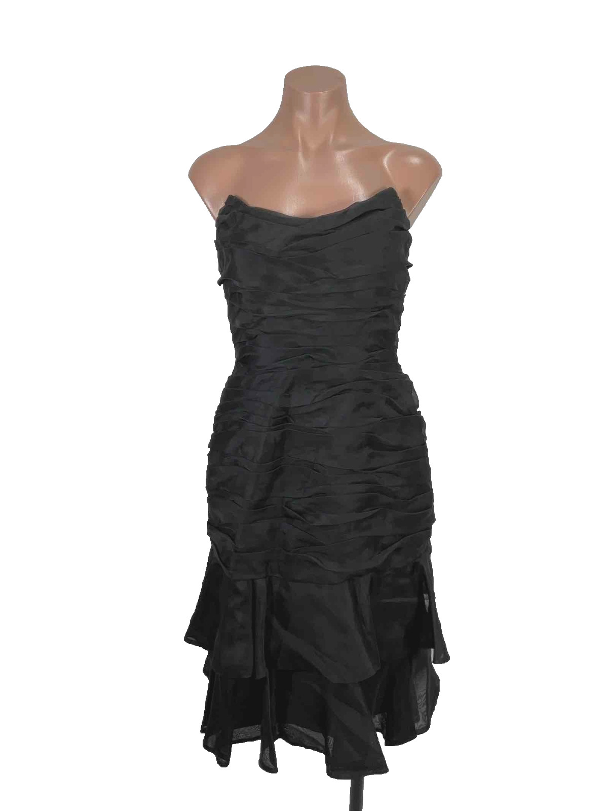 AJ Bari Vintage 80s Black Ruched Strapless Prom Dress Formal Cocktail Mermaid