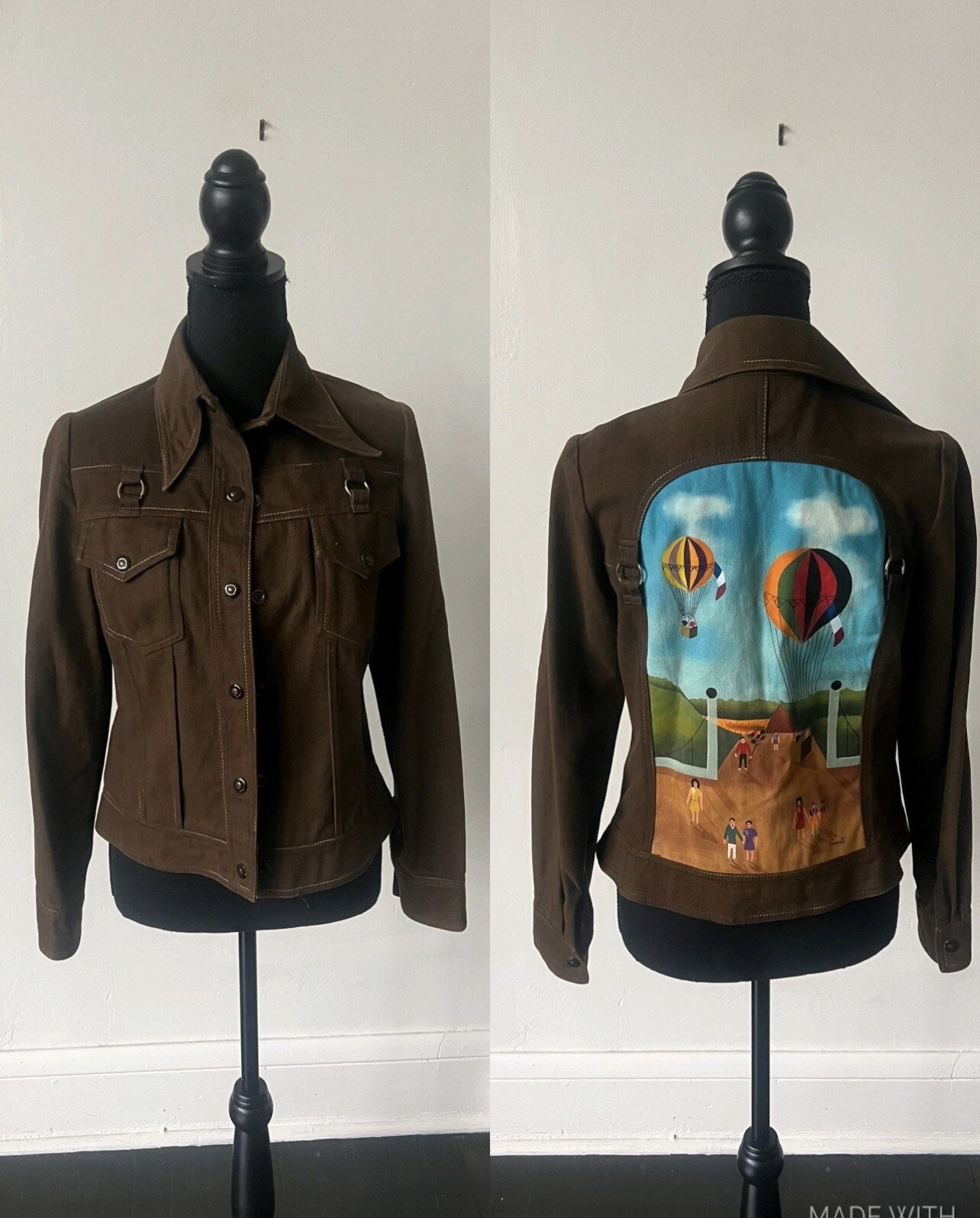 Vintage Roncelli Painted Denim Jacket 1960’s Jean Jacket 1970’s Roncelli