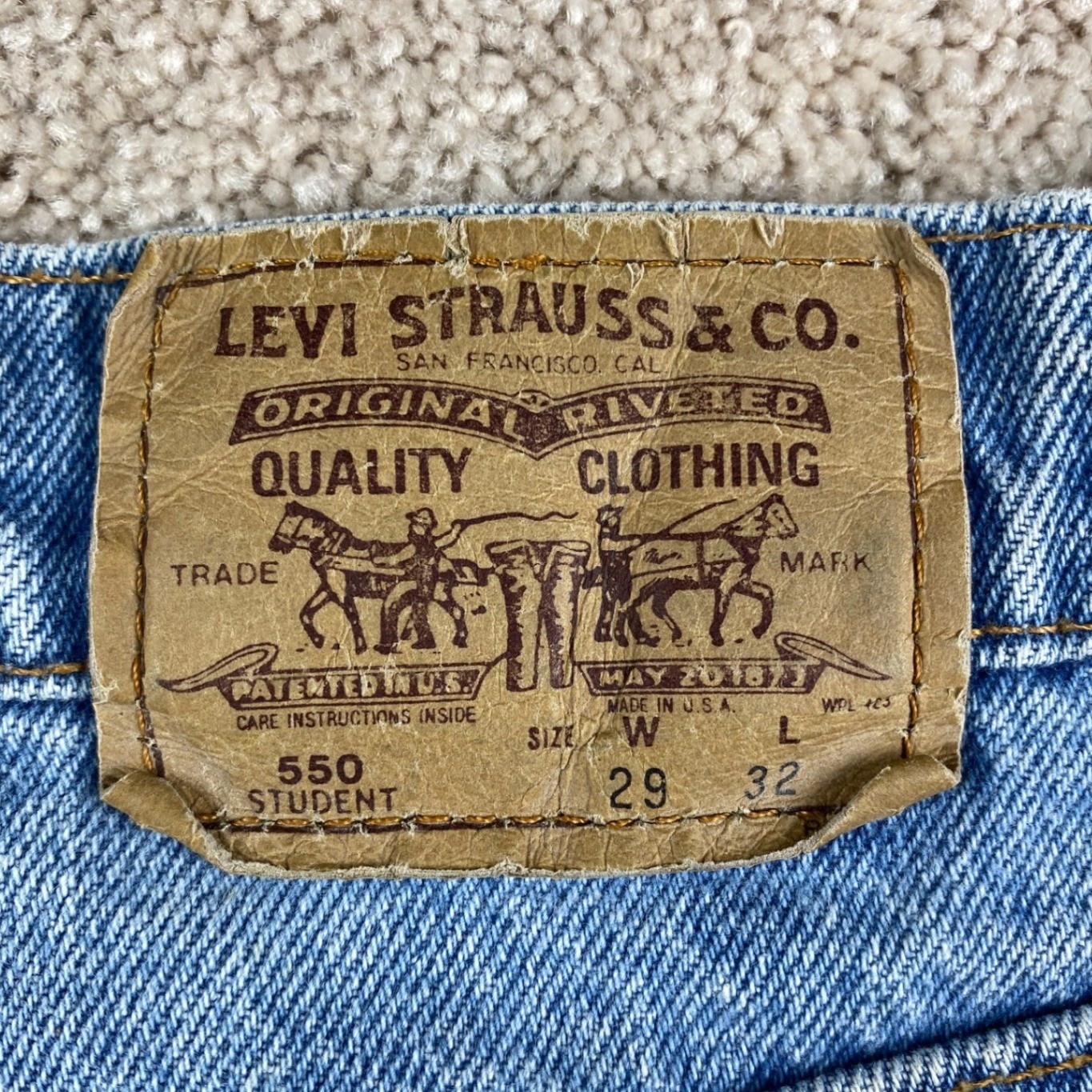 Levis 550 Student Vintage Orange Tab Jeans Made in USA Blue W29 L32 40750-0299