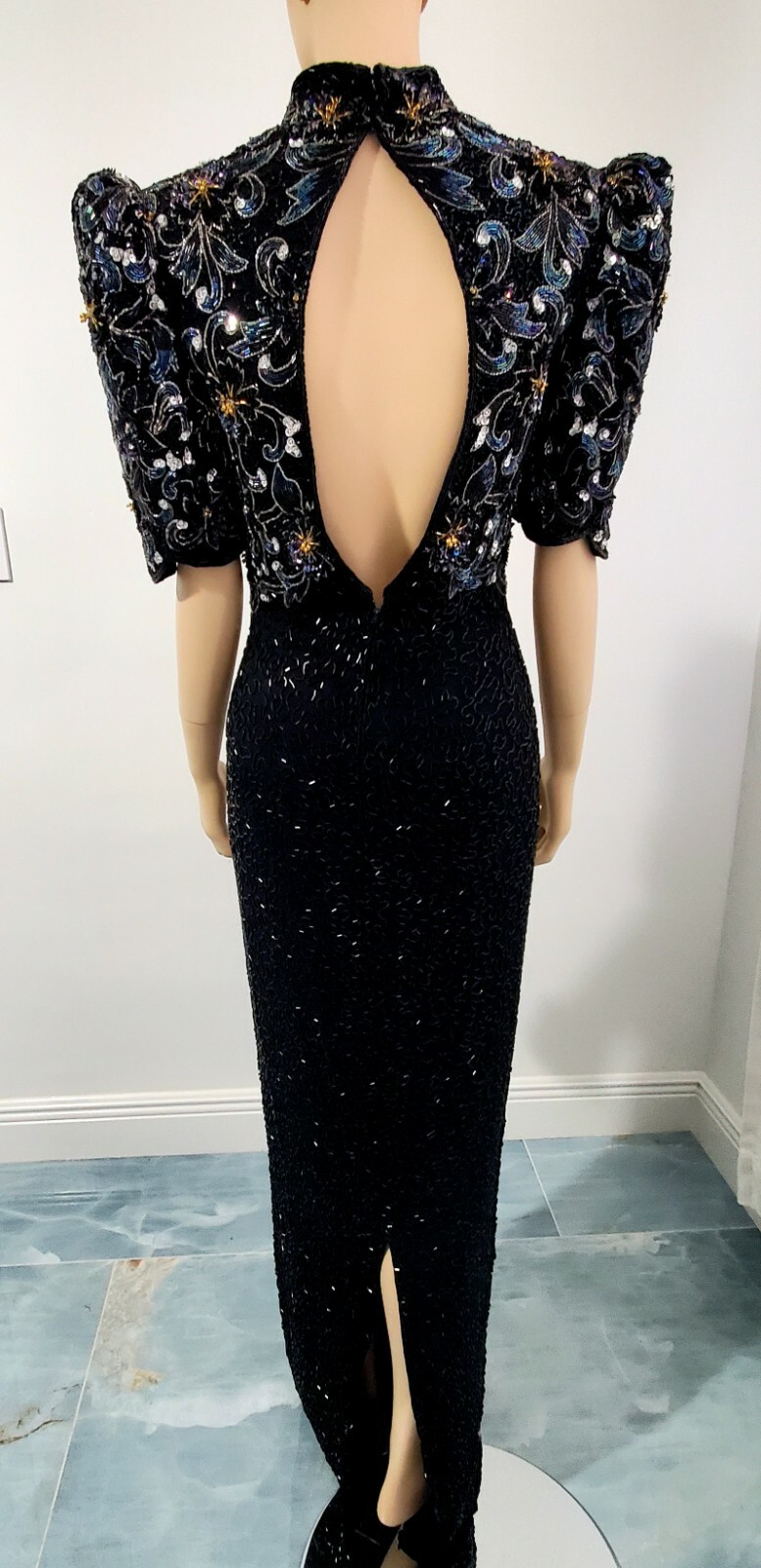 VINTAGE STERLING BY STONE FERRIS LONG EVENING DRESS , HIGH QUALITY, LOTS DETAILS