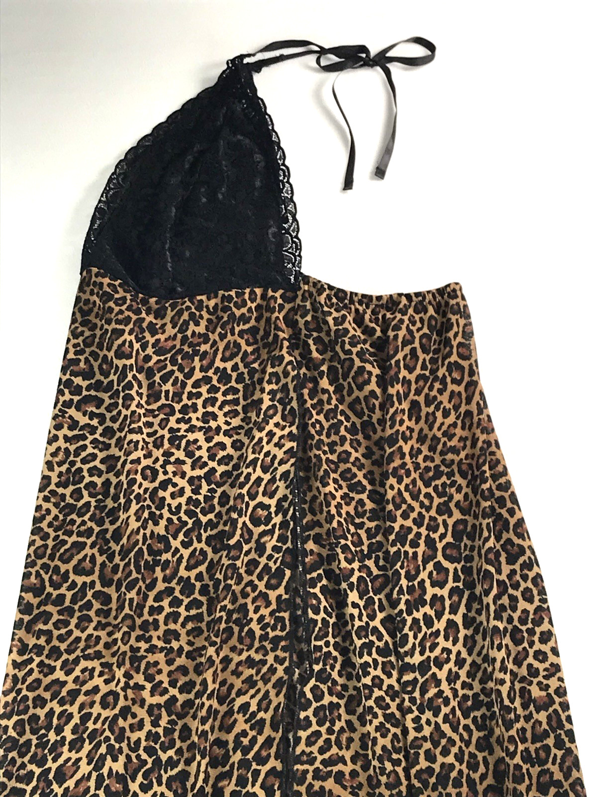 Petra Fashions Sheer Leopard Halter Maxi Nightgown Medium Vintage Elegant Sexy
