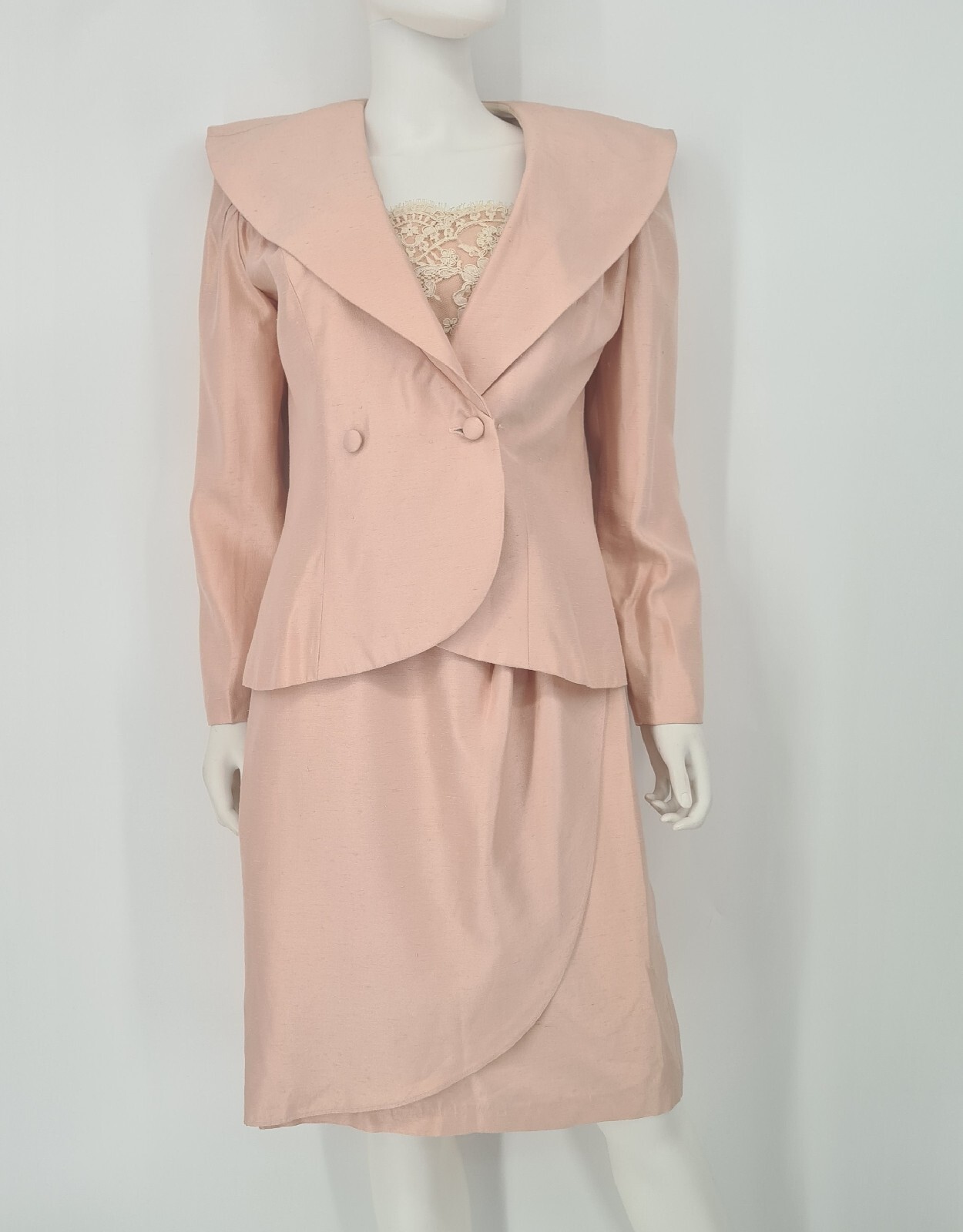 Vintage NADINE BOUTIQUE Royal Pale Pink 2pc Dress Suit – Size 11/12