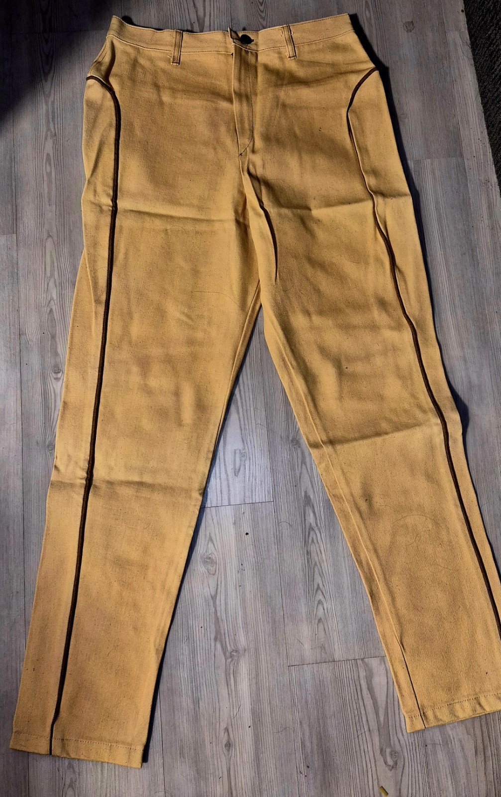 Vintage Fredericks Of Hollywood Yellow Jeans Brown Piping retro western