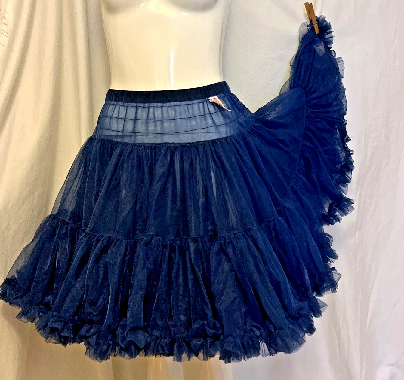 Malco Modes Blue Nylon Petticoat Square Dance 20&Prime;Lng Vintage Ultra Feminine~Soft