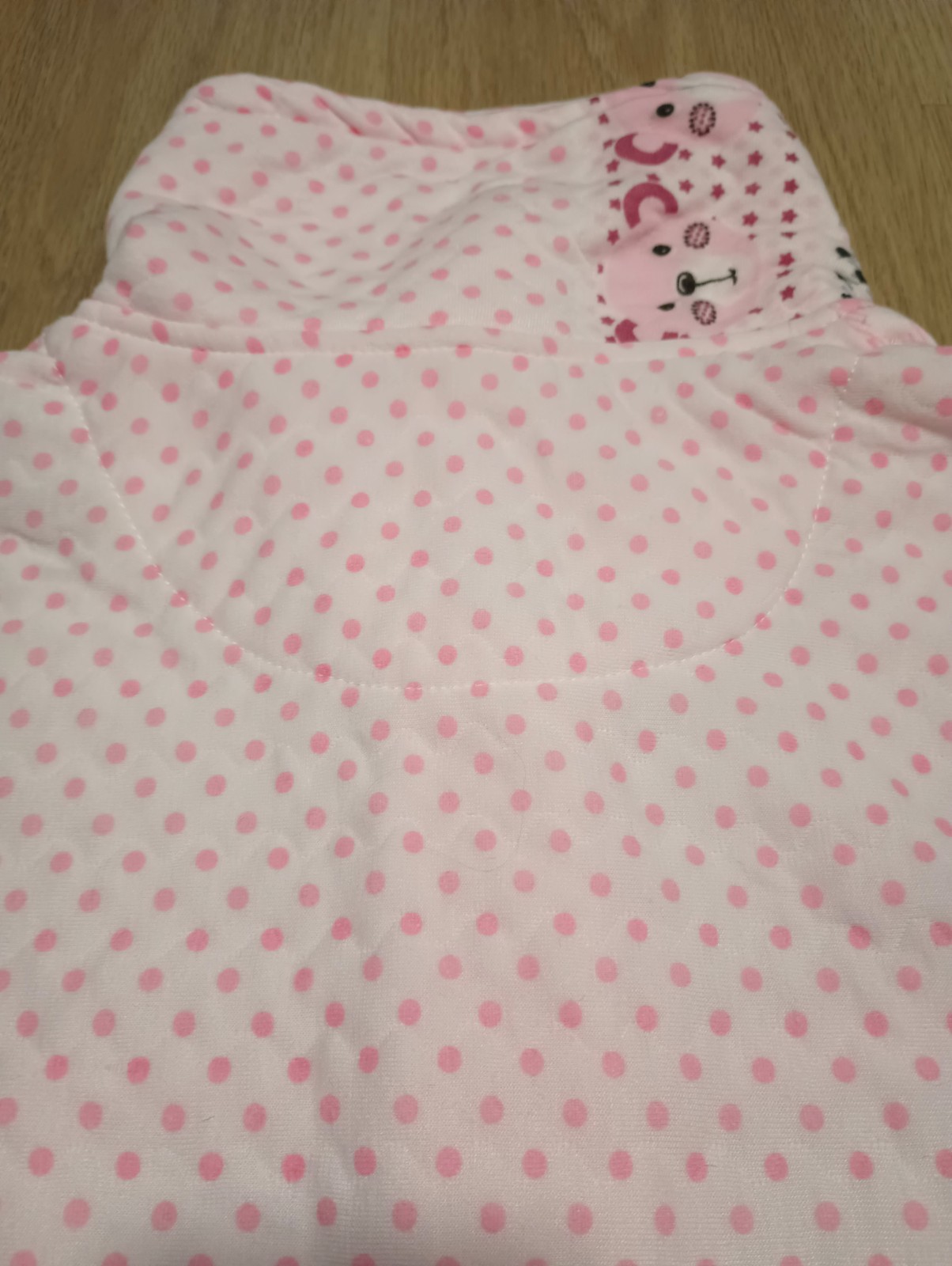 Vtg Quilted Teddy Bear Multi Print Peter Pan Collar Nursery Warm Jacket pink M L