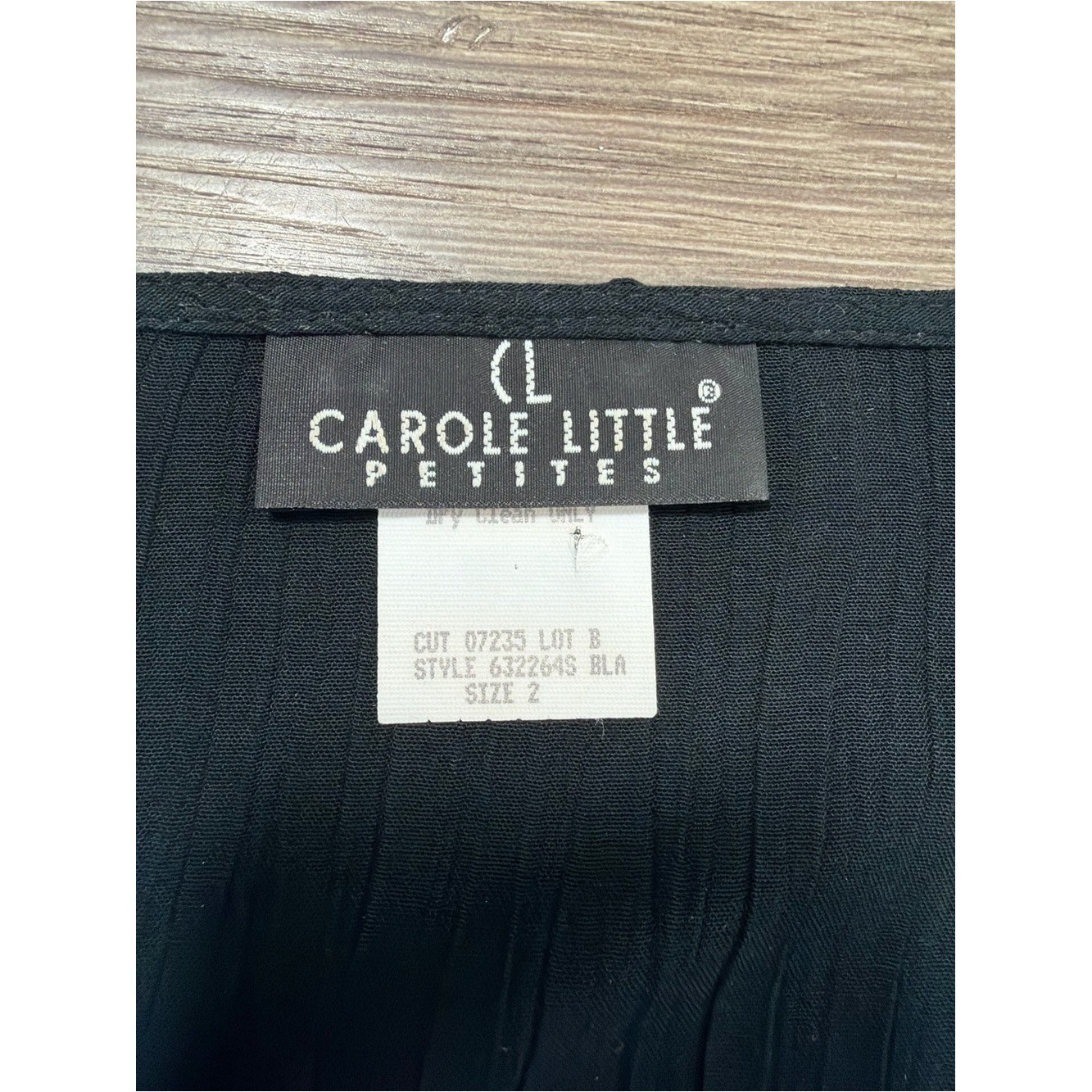 Vintage Carole Little Petites Black Rayon Boho Embroidered 2 Pc Set Size 2