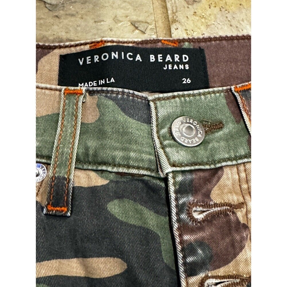 NWT $298 Veronica Beard Carly Kick Flare High Rise Jeans Camo Women&rsquo;s 26