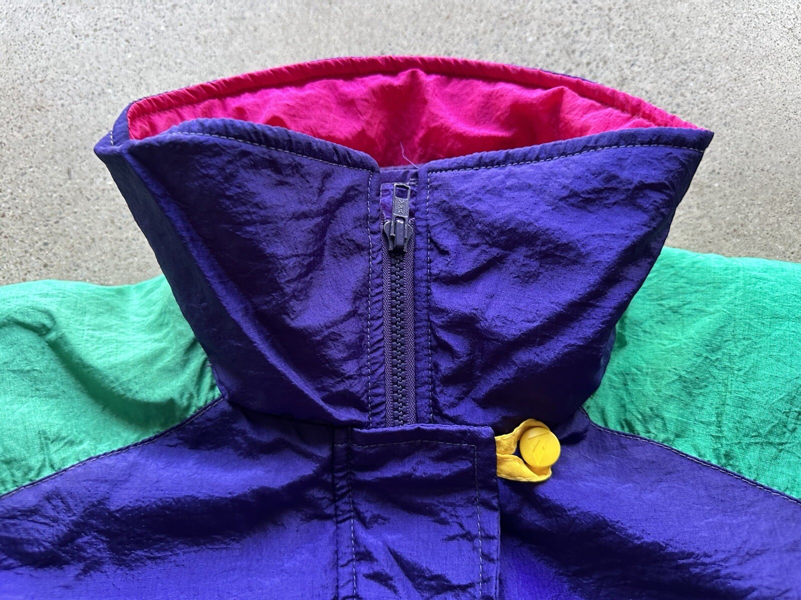 Vintage Serac Thinsulate Lined Neon Purple Color Block Nylon Ski Jacket Size 8